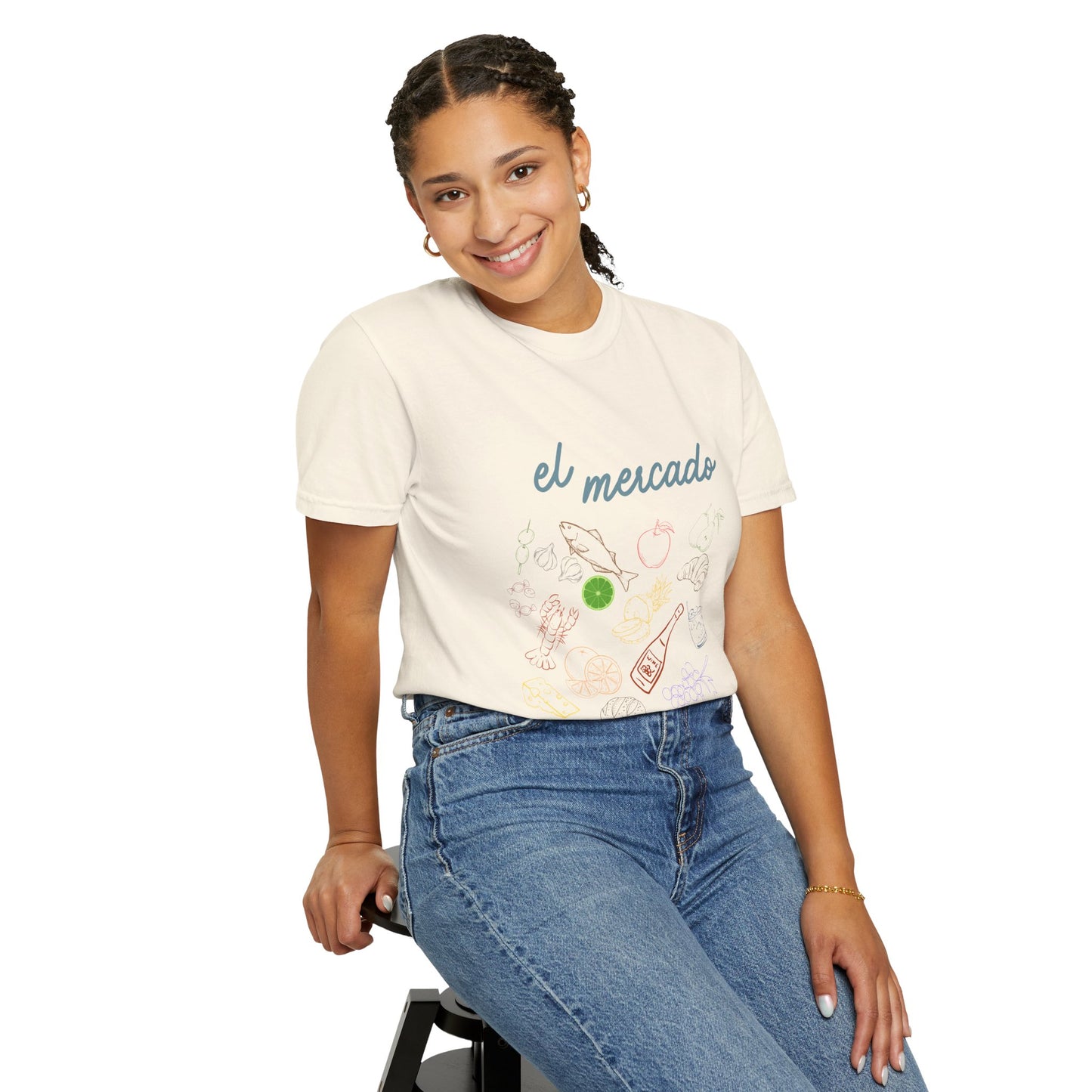 Whimsical Foodie T-Shirt - 'El Mercado' Graphic Design