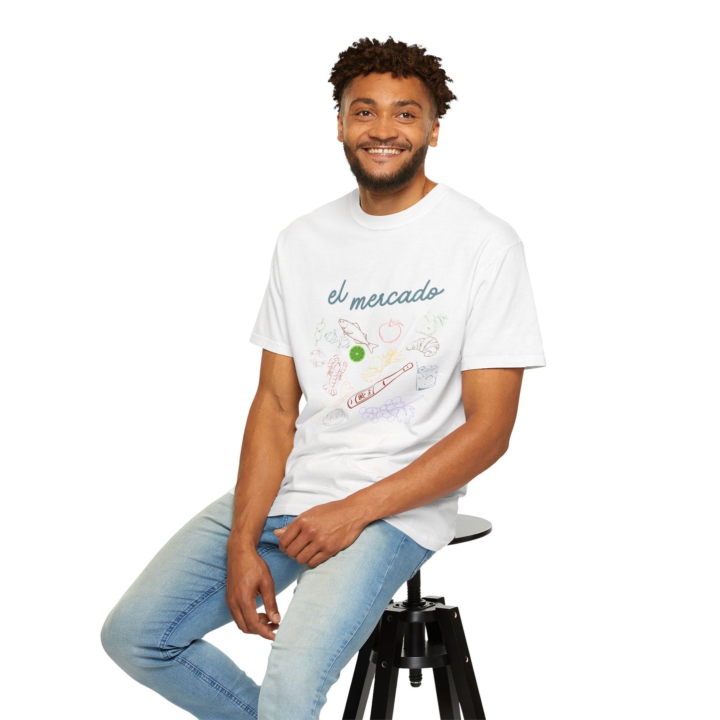 Whimsical Foodie T-Shirt - 'El Mercado' Graphic Design