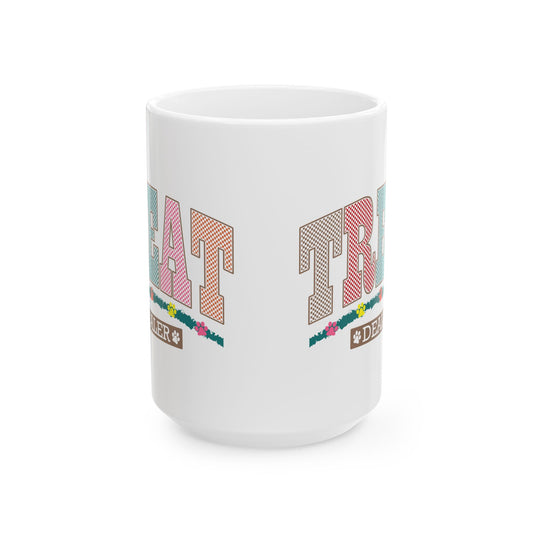 Great Treats Ceramic Coffee Mug - Fun Floral Design (11oz & 15oz)