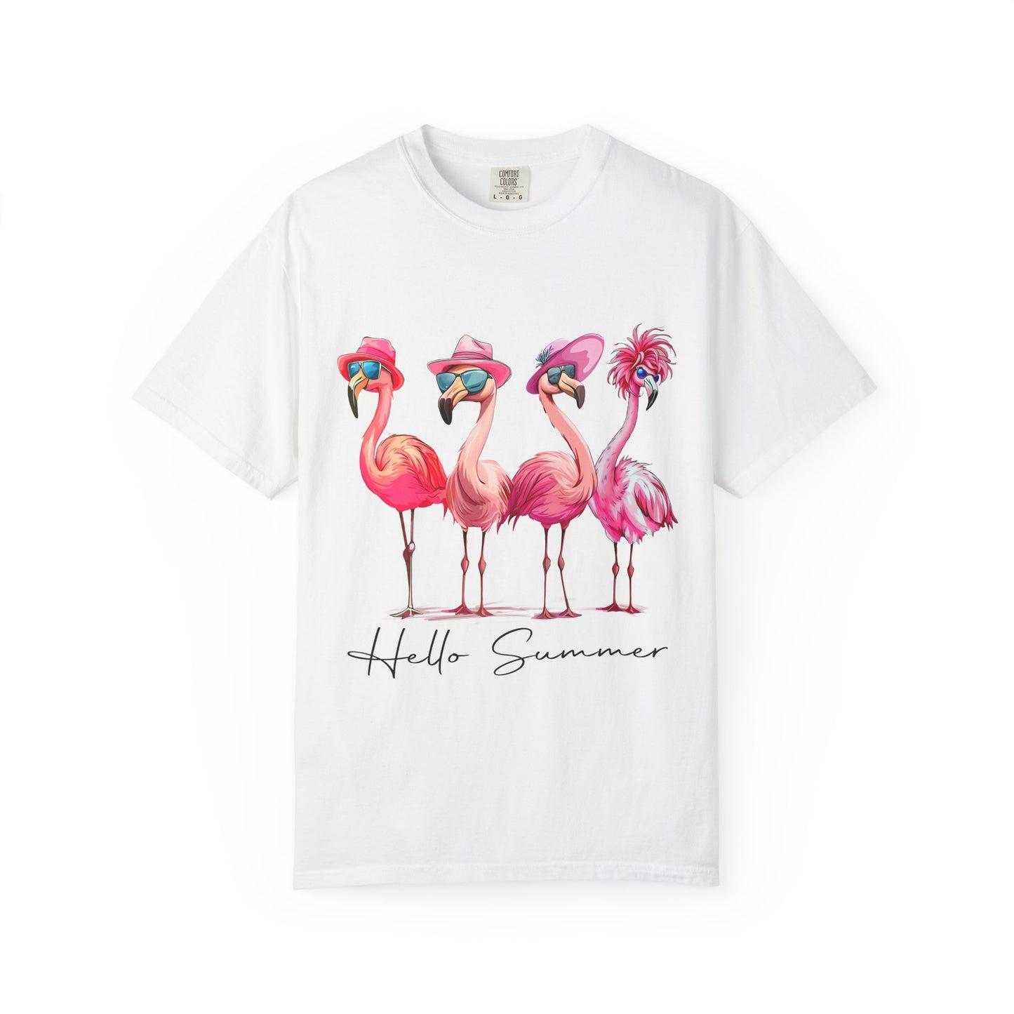 Hello Summer Flamingo T-Shirt - Garment-Dyed Tee for Beach Lovers