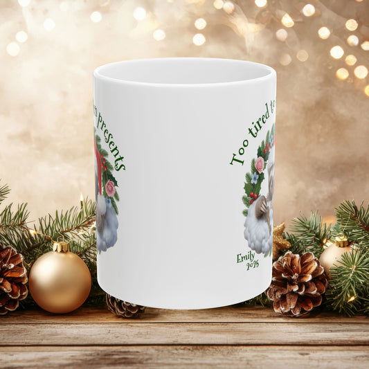 Personalized Christmas Sloth Mug – Custom Name, Quote & Year | Funny Holiday Coffee Cup, Cute Animal Gift, Cozy Winter Ceramic Tea Mug