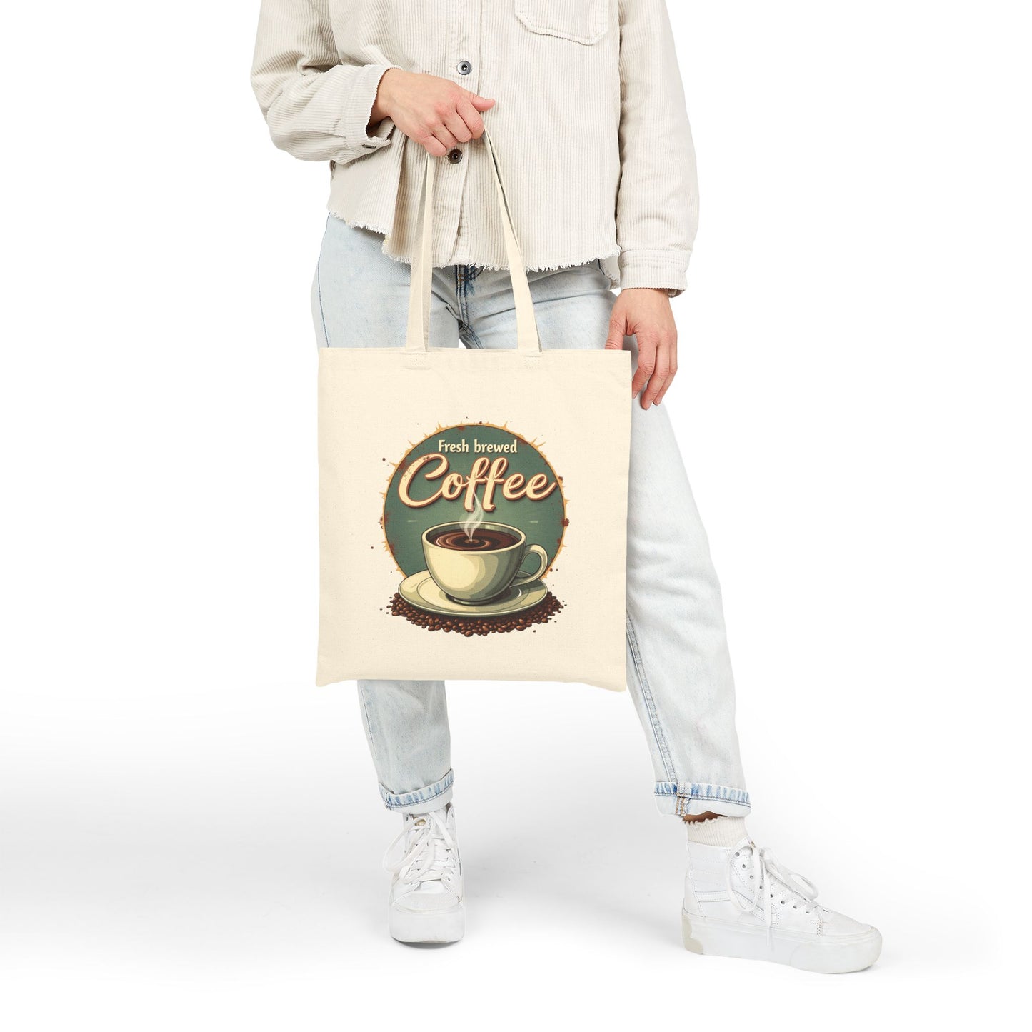 Fresh Brewed Coffee Tote Bag, Eco-Friendly Shopping Bag, Coffee Lover Gift, Reusable Grocery Bag, Cute Canvas Bag