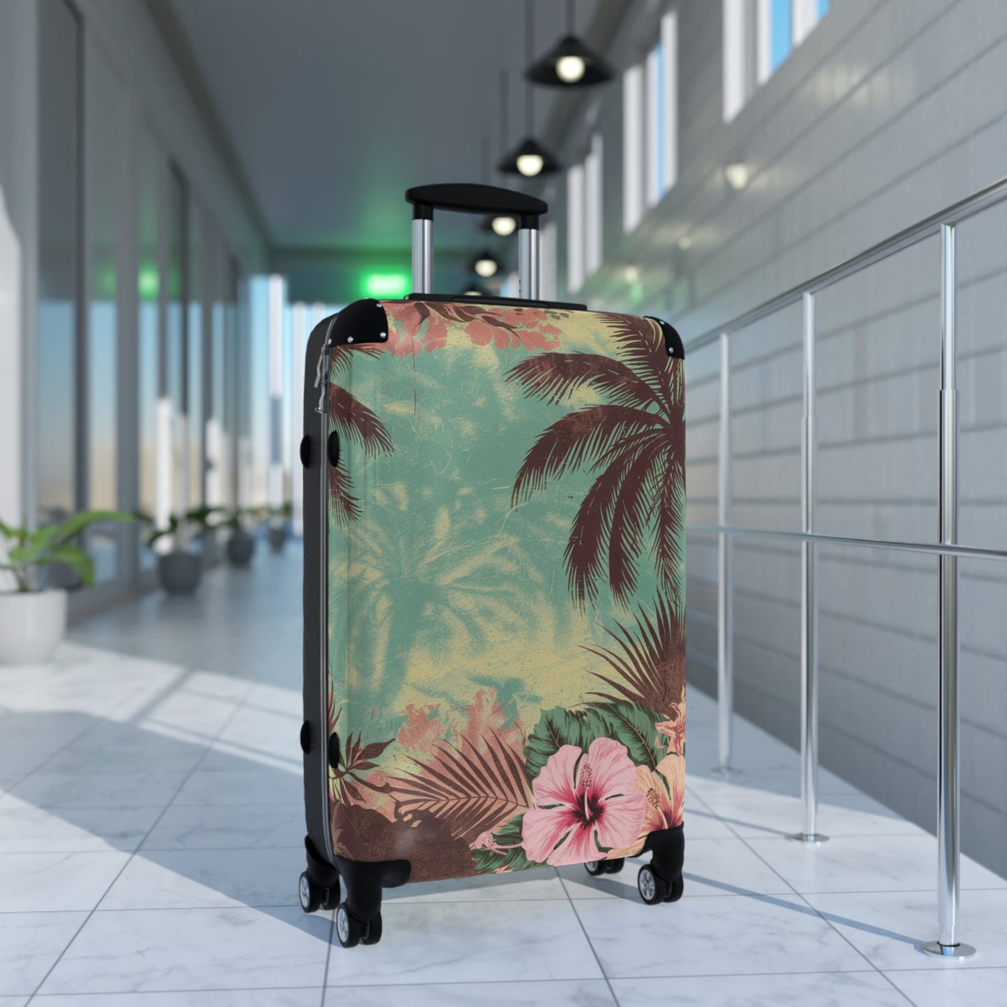 Tropical Floral Suitcase, Vacation Luggage, Travel Bag, Summer Trip Essentials, Beach Getaway Gear, Adventure Carry-On