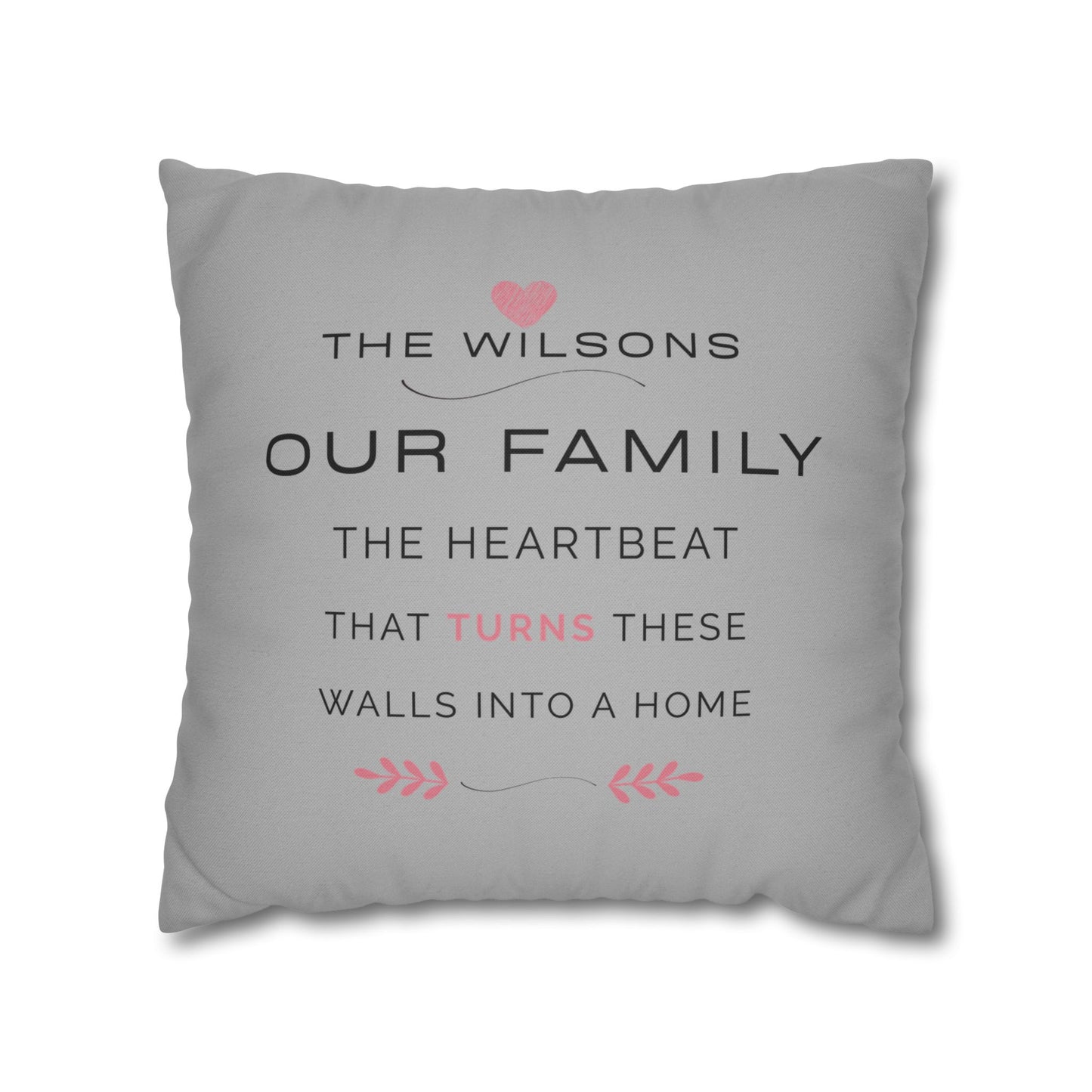 Custom Family Name Gray Throw Pillow – Personalized Home Decor with Last Name | Cozy Farmhouse Accent, Wedding Gift, Housewarming Keepsake