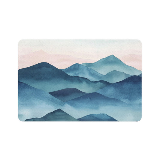 Mountain Watercolor Pet Food Mat | 12x18 Non-Slip Feeding Mat for Dogs and Cats