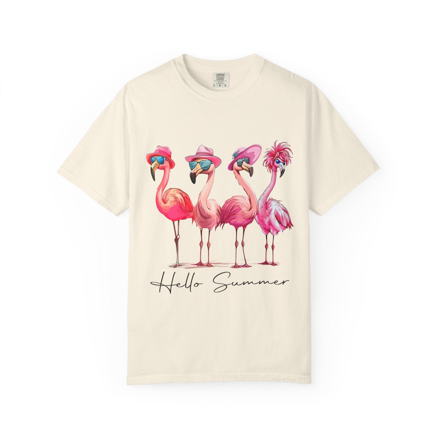 Hello Summer Flamingo T-Shirt - Garment-Dyed Tee for Beach Lovers
