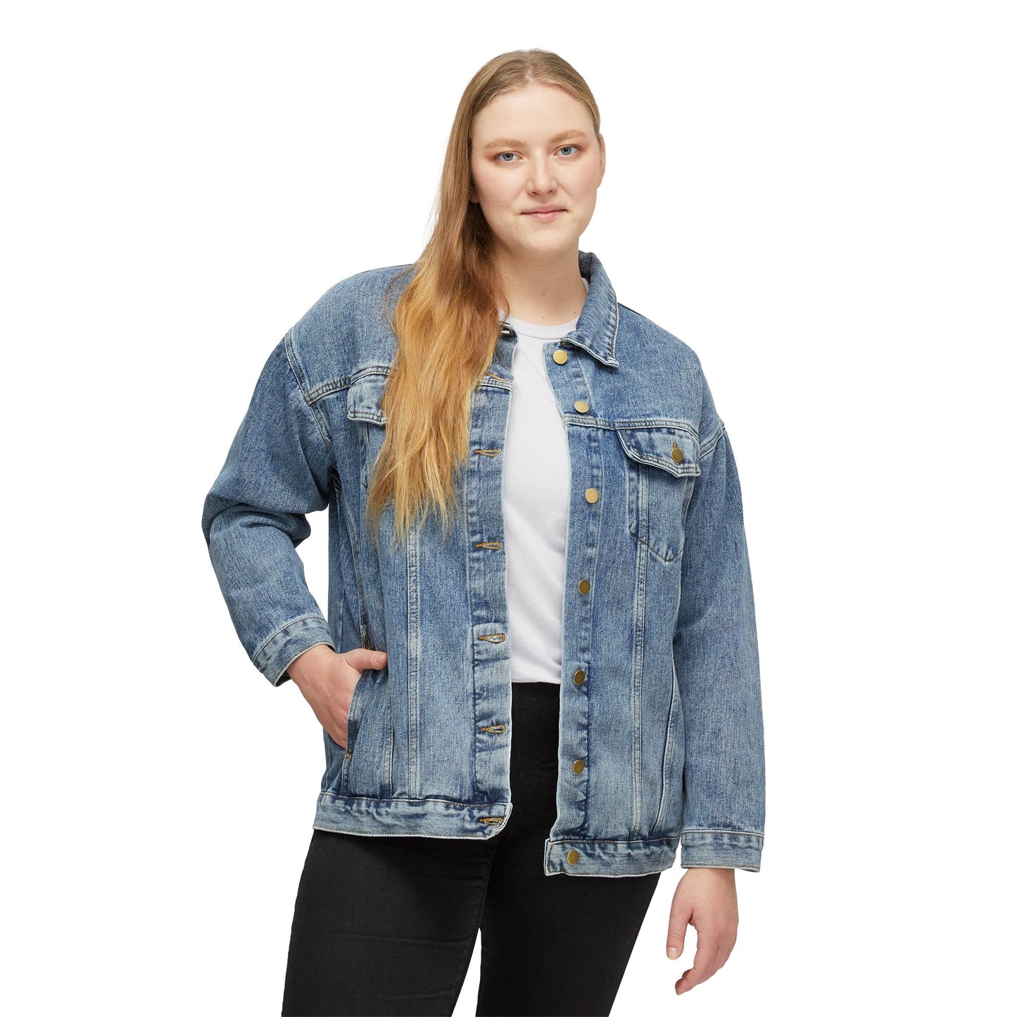 Women's Denim Jacket - Treat Dealer, Casual Outerwear, Animal Lover Gift, Fall Fashion, Cute Pet Apparel, Everyday Style