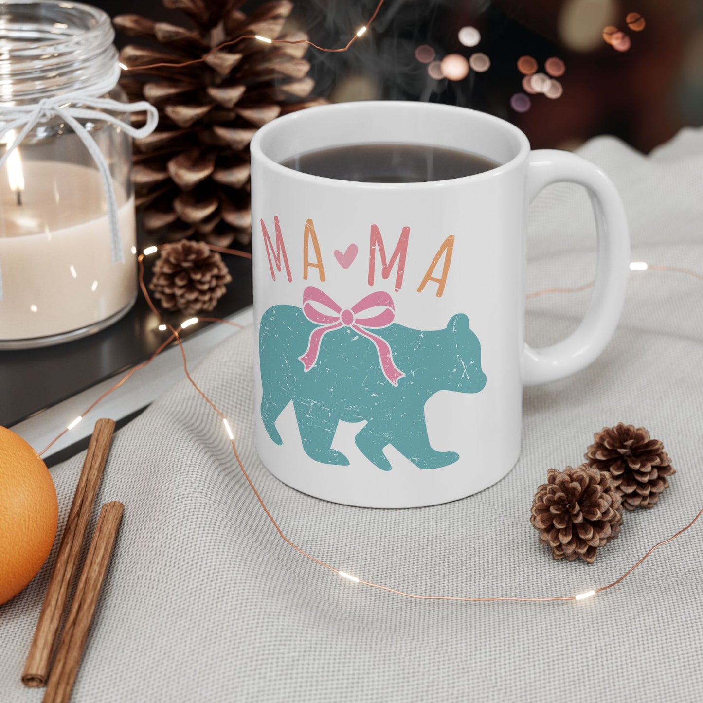 Mama Bear Ceramic Mug - Cute 11oz & 15oz Coffee Cup for Moms