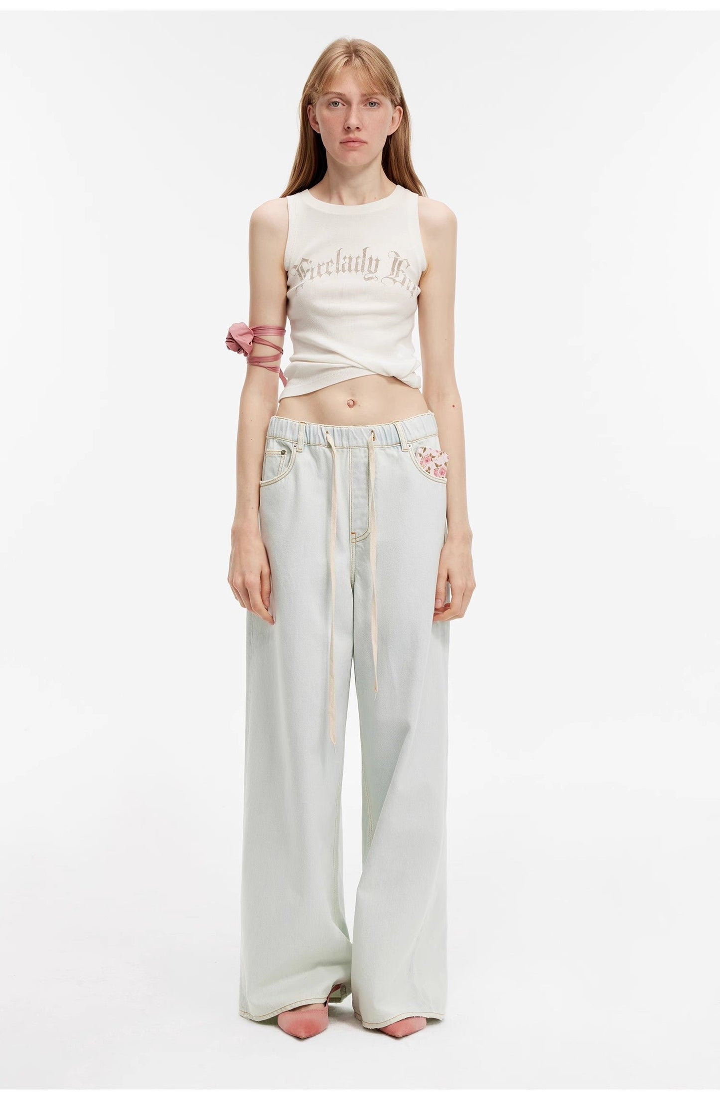 “Mint Whisper” Wide-Leg Jeans. Luxury Turkish Denim, Drawstring Waist