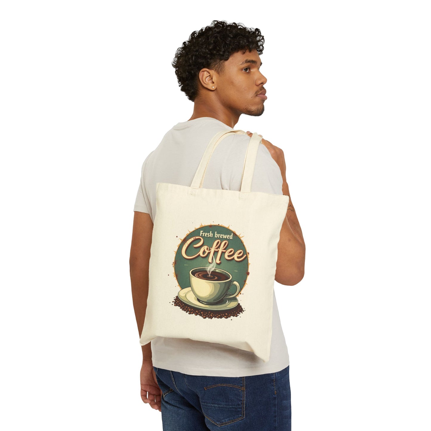 Fresh Brewed Coffee Tote Bag, Eco-Friendly Shopping Bag, Coffee Lover Gift, Reusable Grocery Bag, Cute Canvas Bag