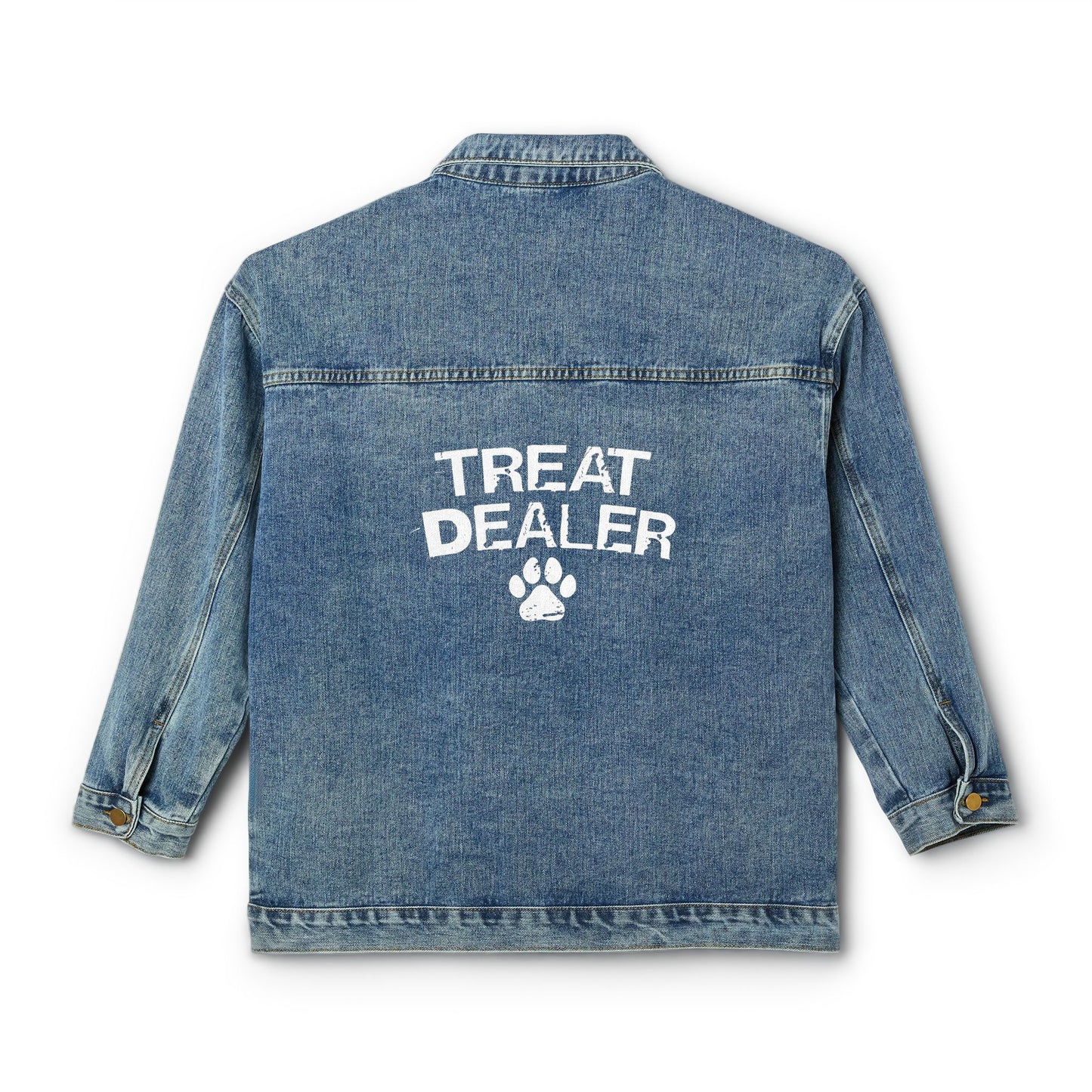 Women's Denim Jacket - Treat Dealer, Casual Outerwear, Animal Lover Gift, Fall Fashion, Cute Pet Apparel, Everyday Style