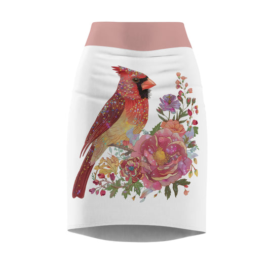 Floral Cardinal Women's Pencil Skirt - Stylish & Elegant Floral Print Skirt for Spring Occasions