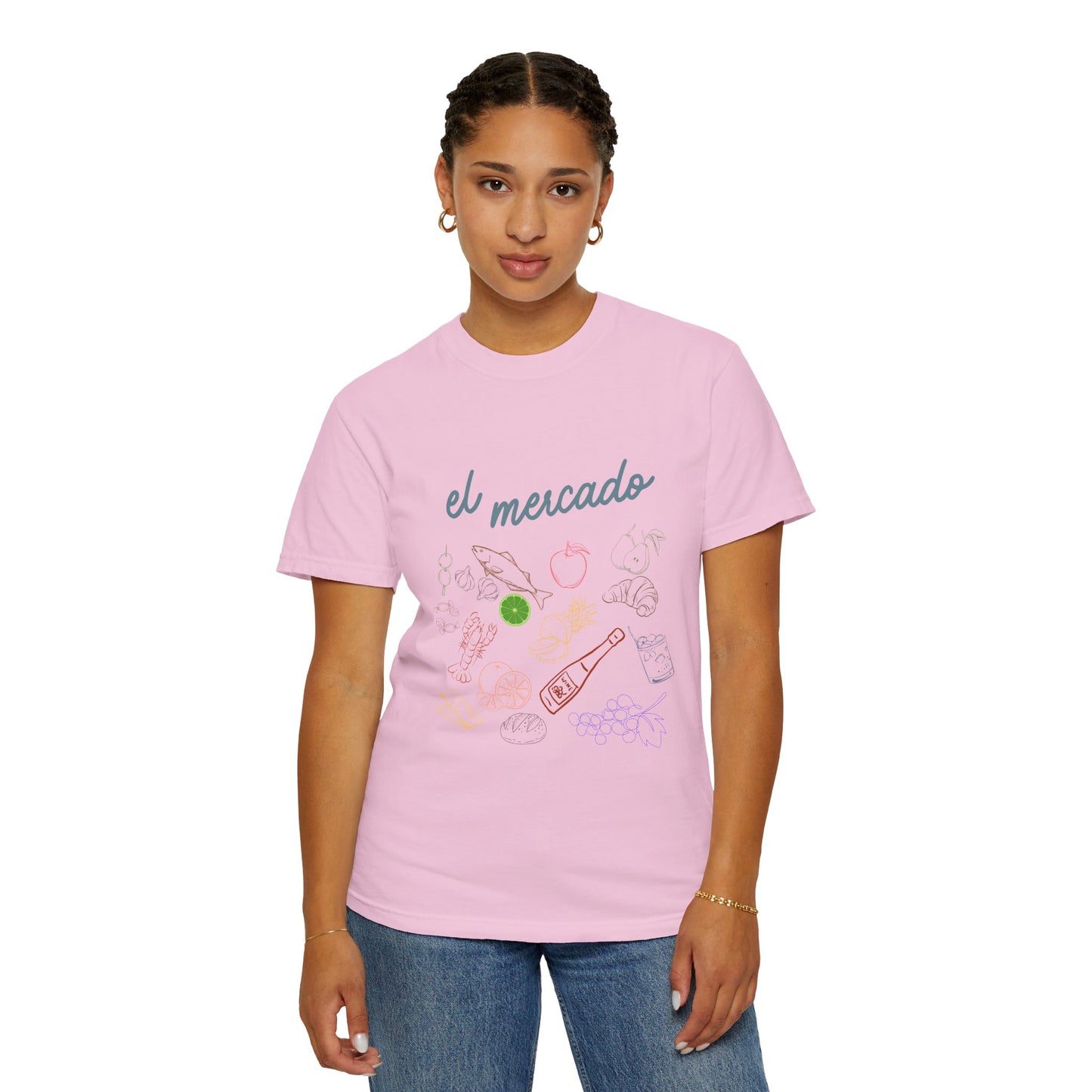 Whimsical Foodie T-Shirt - 'El Mercado' Graphic Design