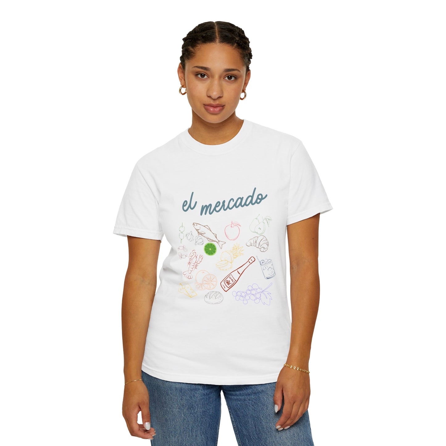 Whimsical Foodie T-Shirt - 'El Mercado' Graphic Design