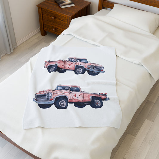 Charming Vintage Truck Blanket - Cozy Throw for Home Decor, Gifts, Camping, Valentine's Day, Farmhouse Style