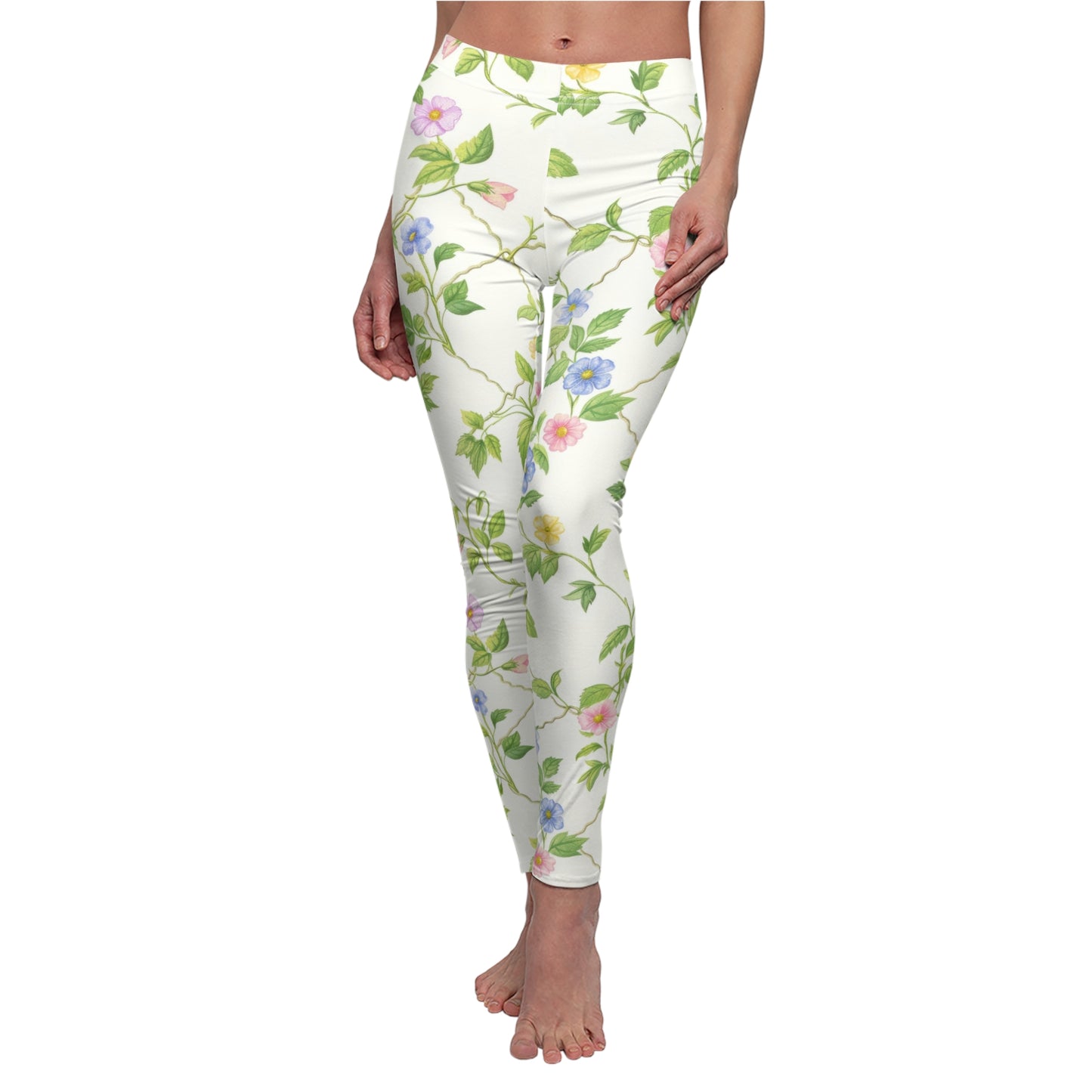 Floral Print Women's Leggings, Comfortable Casual Wear, Activewear for Every Occasion, Perfect for Spring, Gift for Fitness Lovers.
