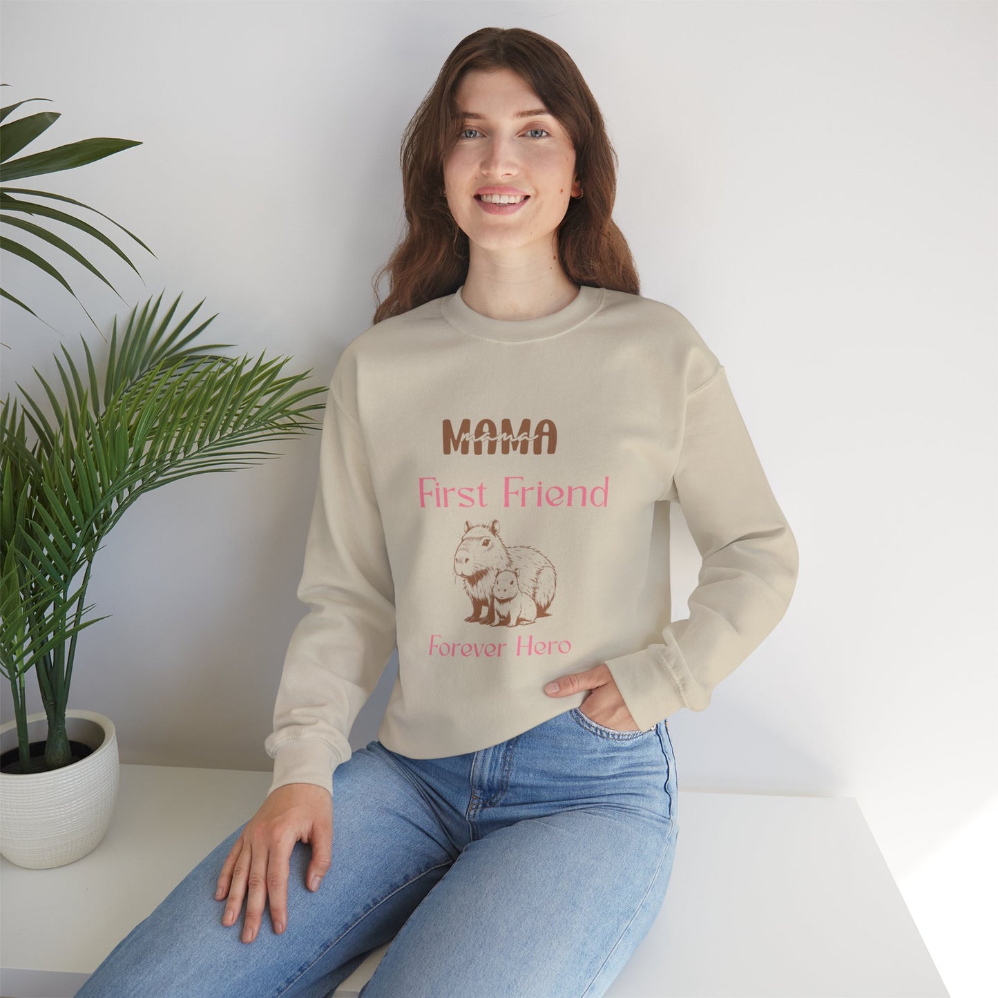 Mama's First Friend Sweatshirt – Cozy Gift for Moms, Baby Shower, Mother's Day, Family Celebration, Cute Gift Idea