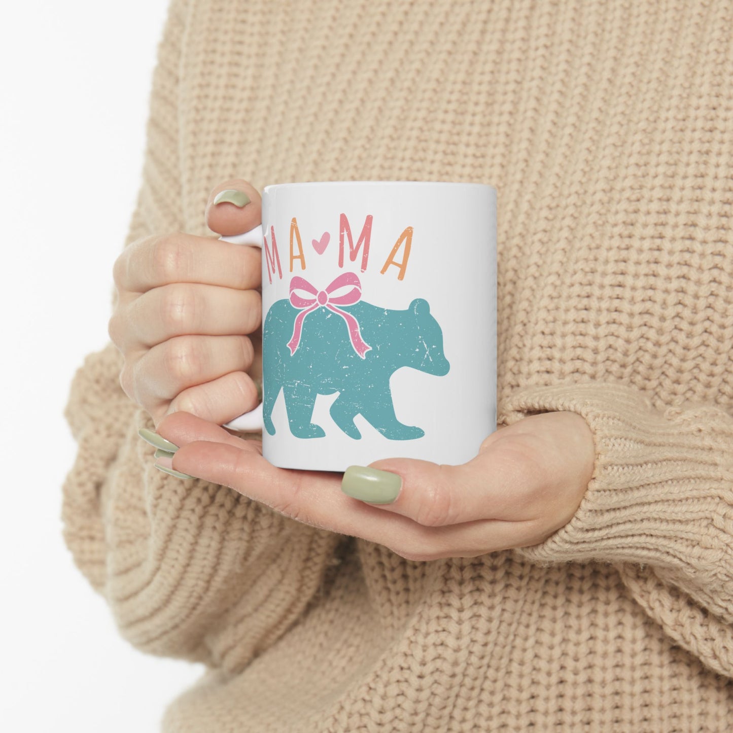 Mama Bear Ceramic Mug - Cute 11oz & 15oz Coffee Cup for Moms