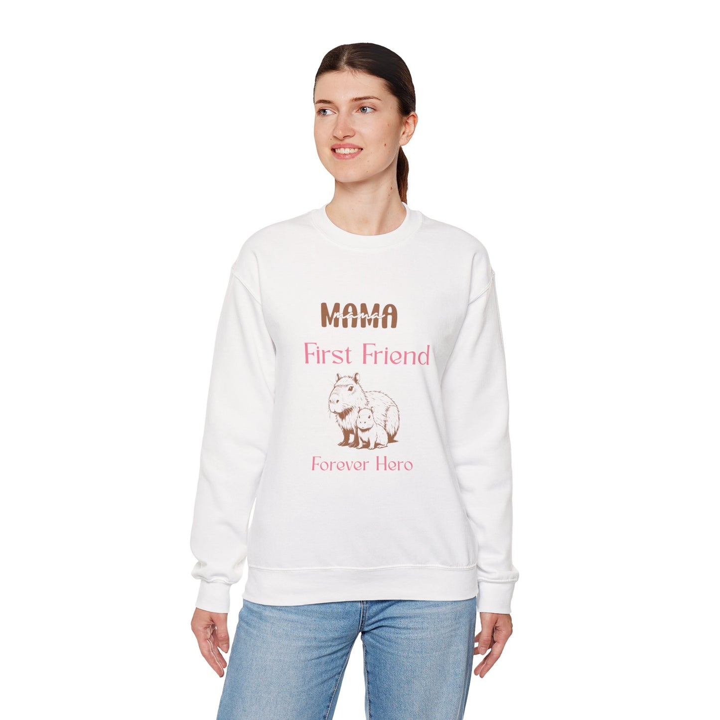 Mama's First Friend Sweatshirt – Cozy Gift for Moms, Baby Shower, Mother's Day, Family Celebration, Cute Gift Idea