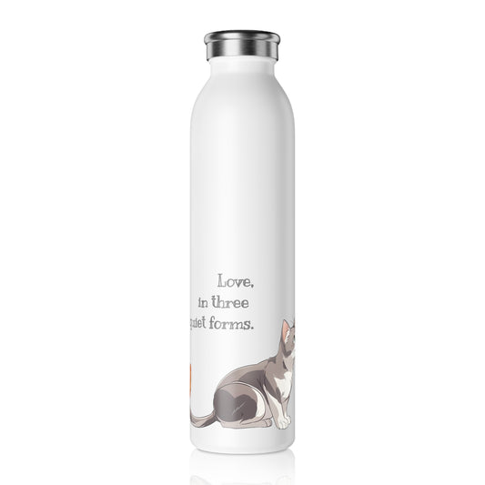 Cat Lover Slim Water Bottle - Perfect Gift for Cat Owners, Pet Lovers, Hydration on the Go, Cute Animal Design, Personalized Water Bottle