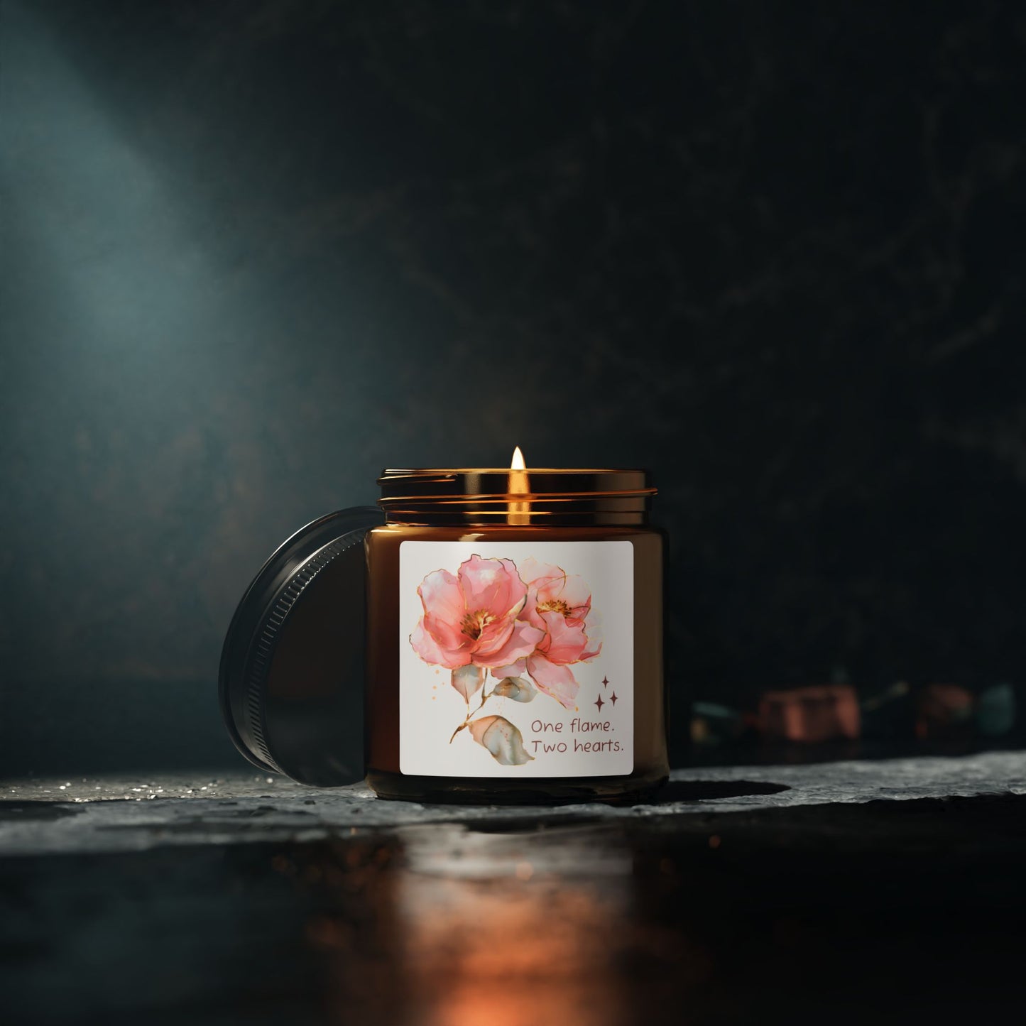 Elegant Floral Scented Soy Candle - Eco-Friendly Amber Jar, Aromatherapy Gift, Home Decor, Relaxation, Gift for couple