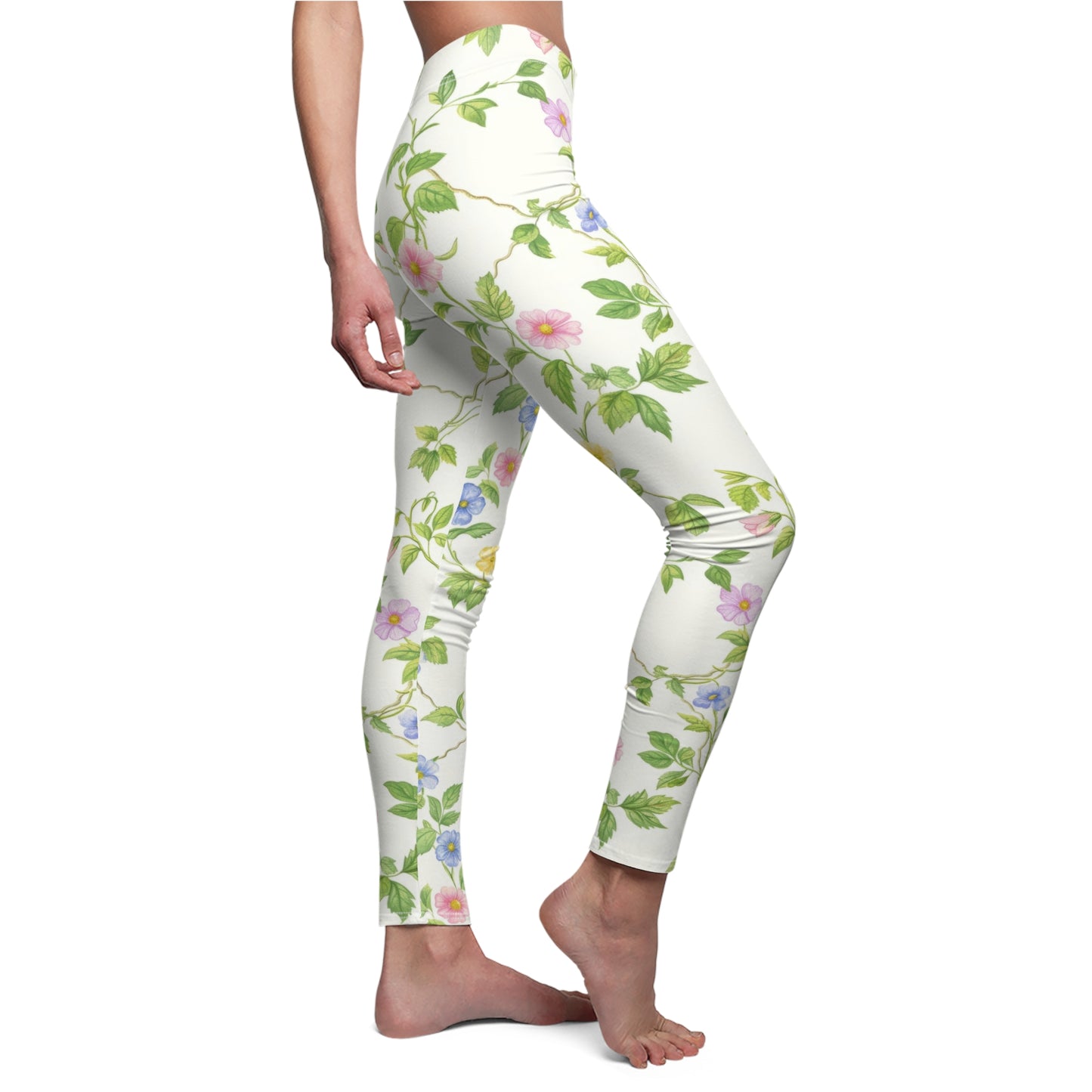 Floral Print Women's Leggings, Comfortable Casual Wear, Activewear for Every Occasion, Perfect for Spring, Gift for Fitness Lovers.