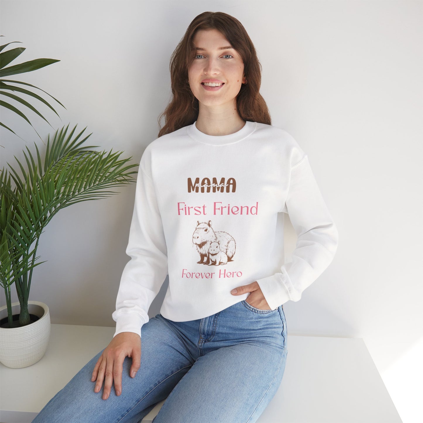 Mama's First Friend Sweatshirt – Cozy Gift for Moms, Baby Shower, Mother's Day, Family Celebration, Cute Gift Idea