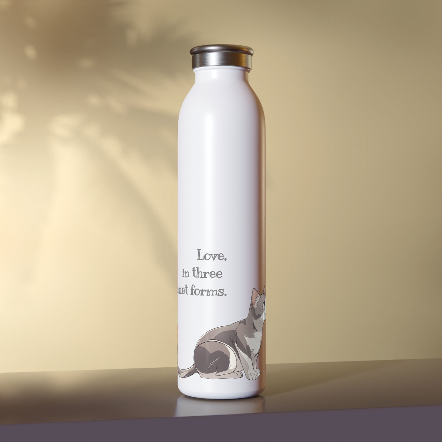 Cat Lover Slim Water Bottle - Perfect Gift for Cat Owners, Pet Lovers, Hydration on the Go, Cute Animal Design, Personalized Water Bottle