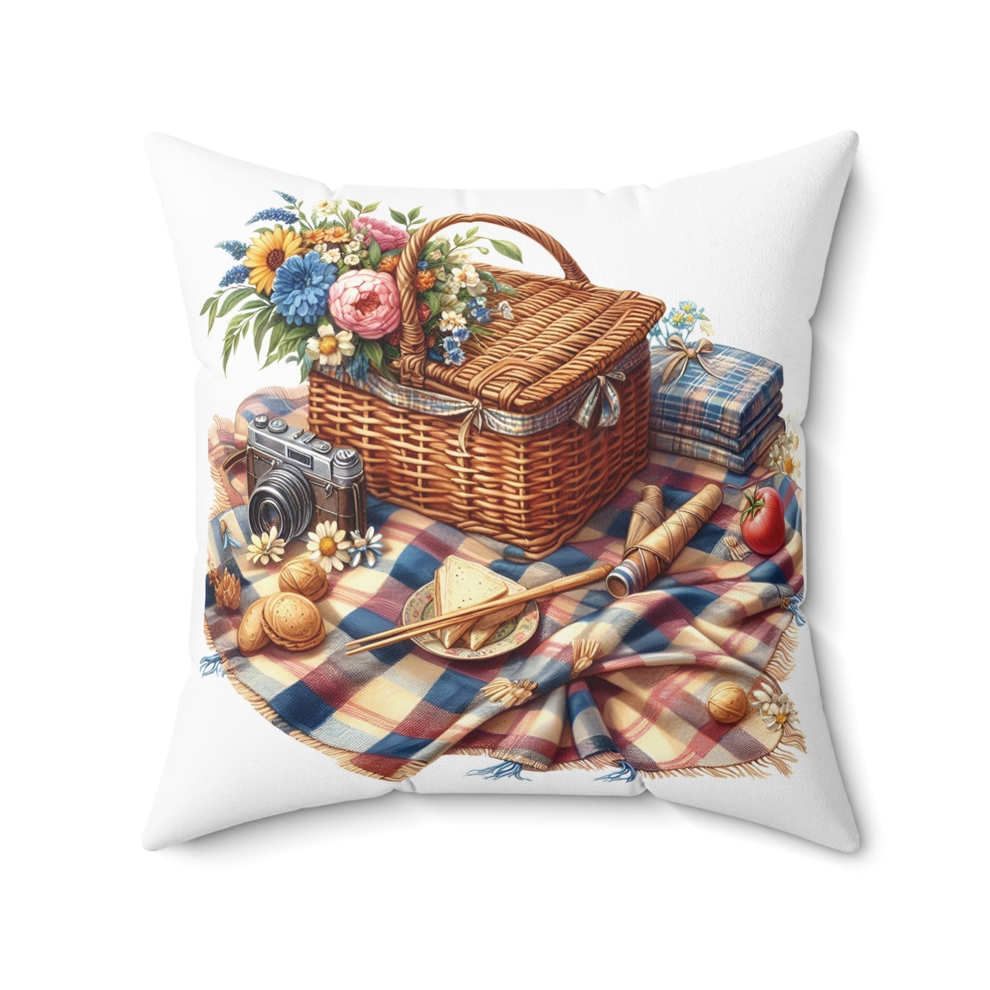 Picnic Vibes Decorative Pillow, Cozy Home Decor, Farmhouse Cushion, Outdoor Picnic Style, Gift for Nature Lovers, Summer Decor