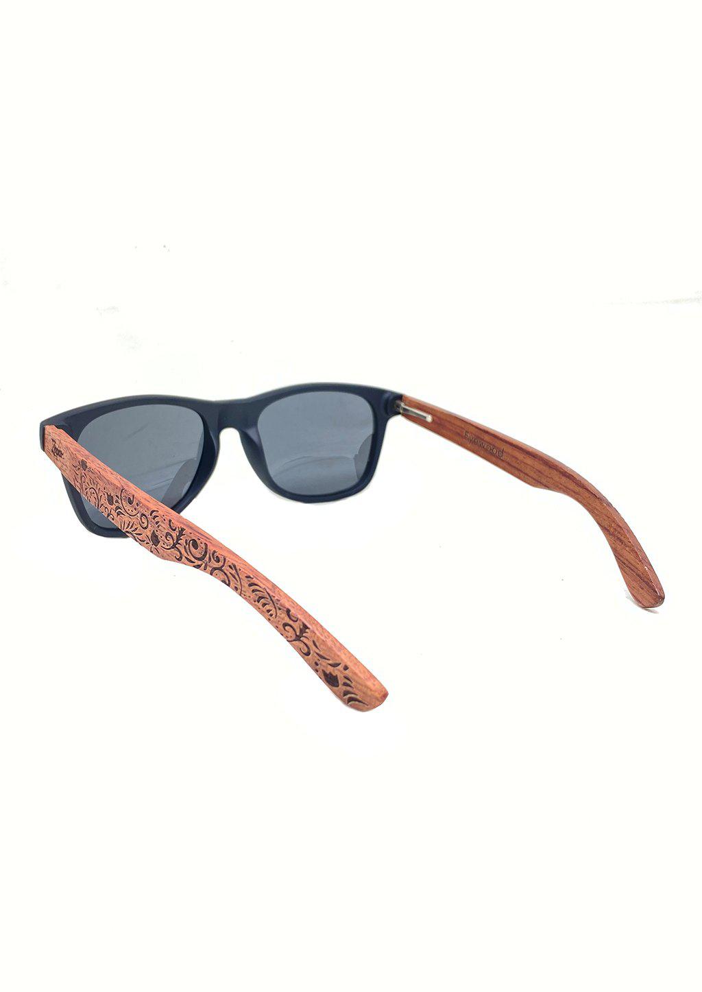 Oasis Wooden Sunglasses. Engraved Rosewood, Polarized UV400, Handmade