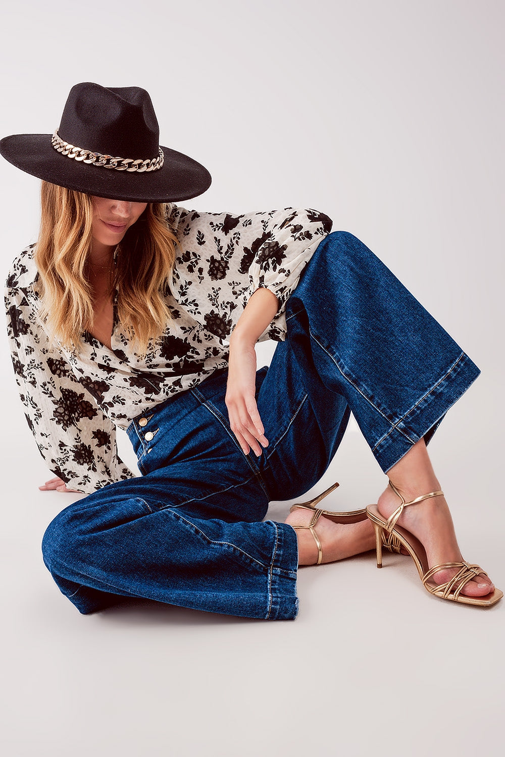Button Front Mid Blue Jeans. Relaxed Wide Leg, True to Size & Functional