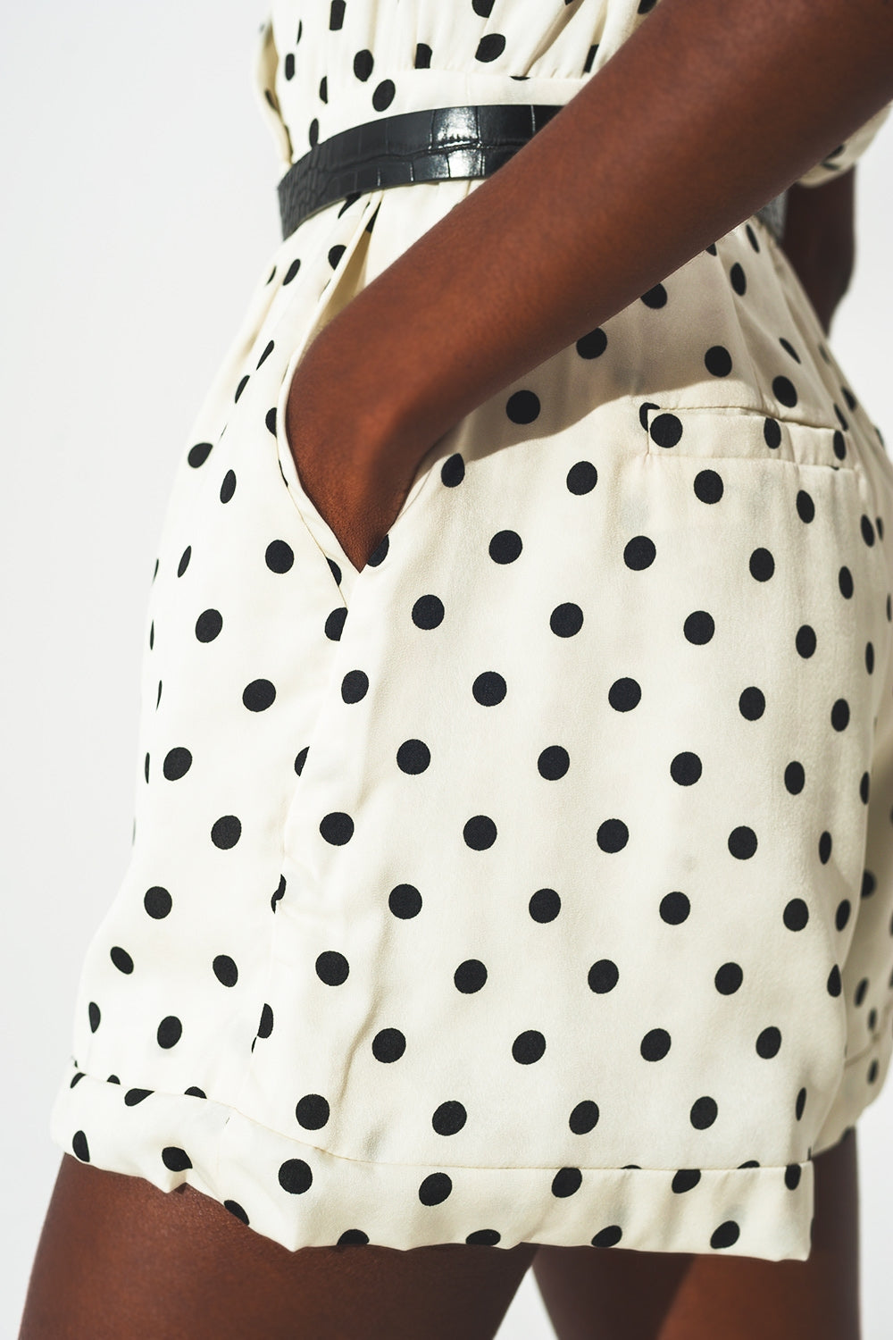 Spot Print Wrap Playsuit. V-Neck, Sleeveless & Lightweight Fabric