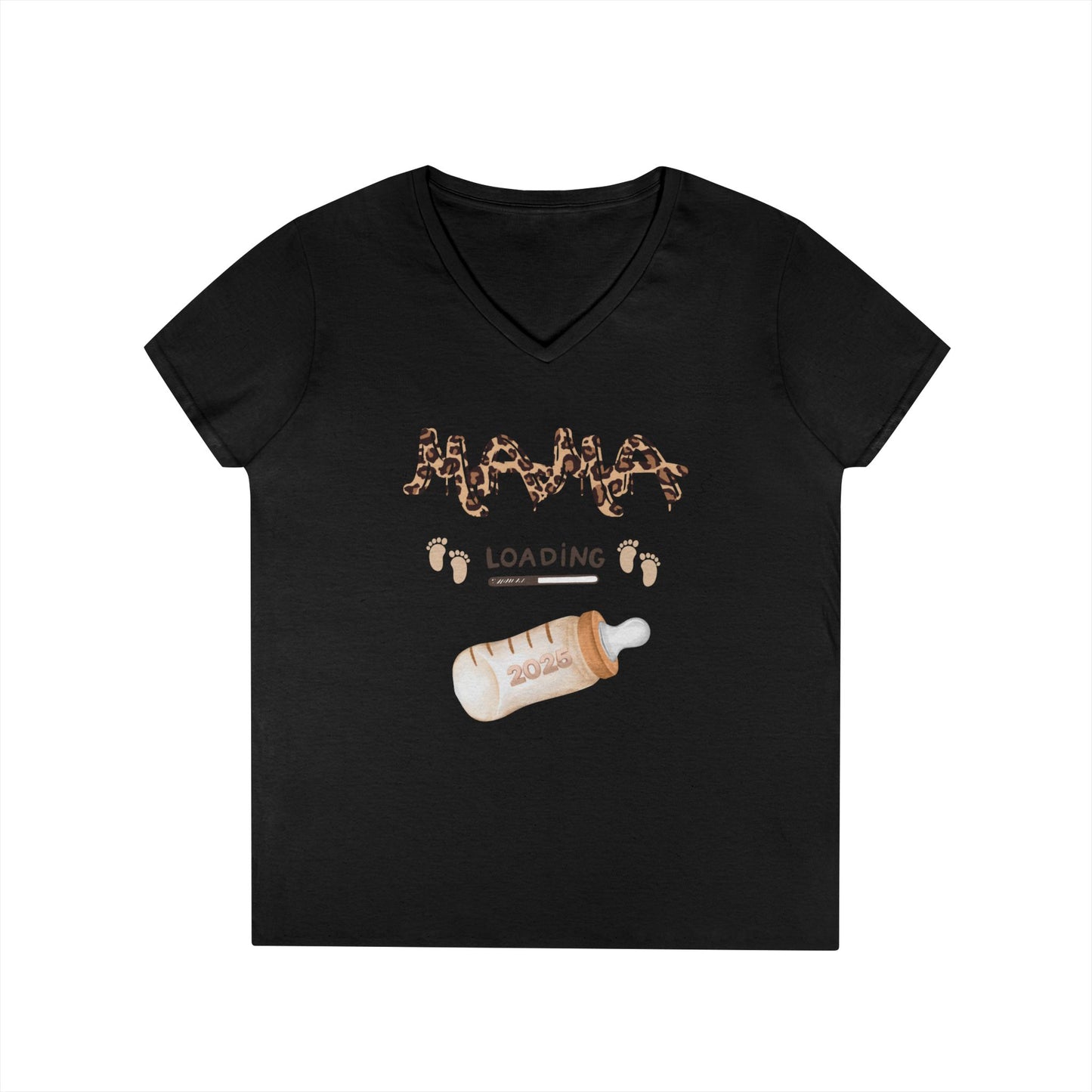 Mama Loading V-Neck T-Shirt – Fun Gift Tee with Soft Cotton Comfort