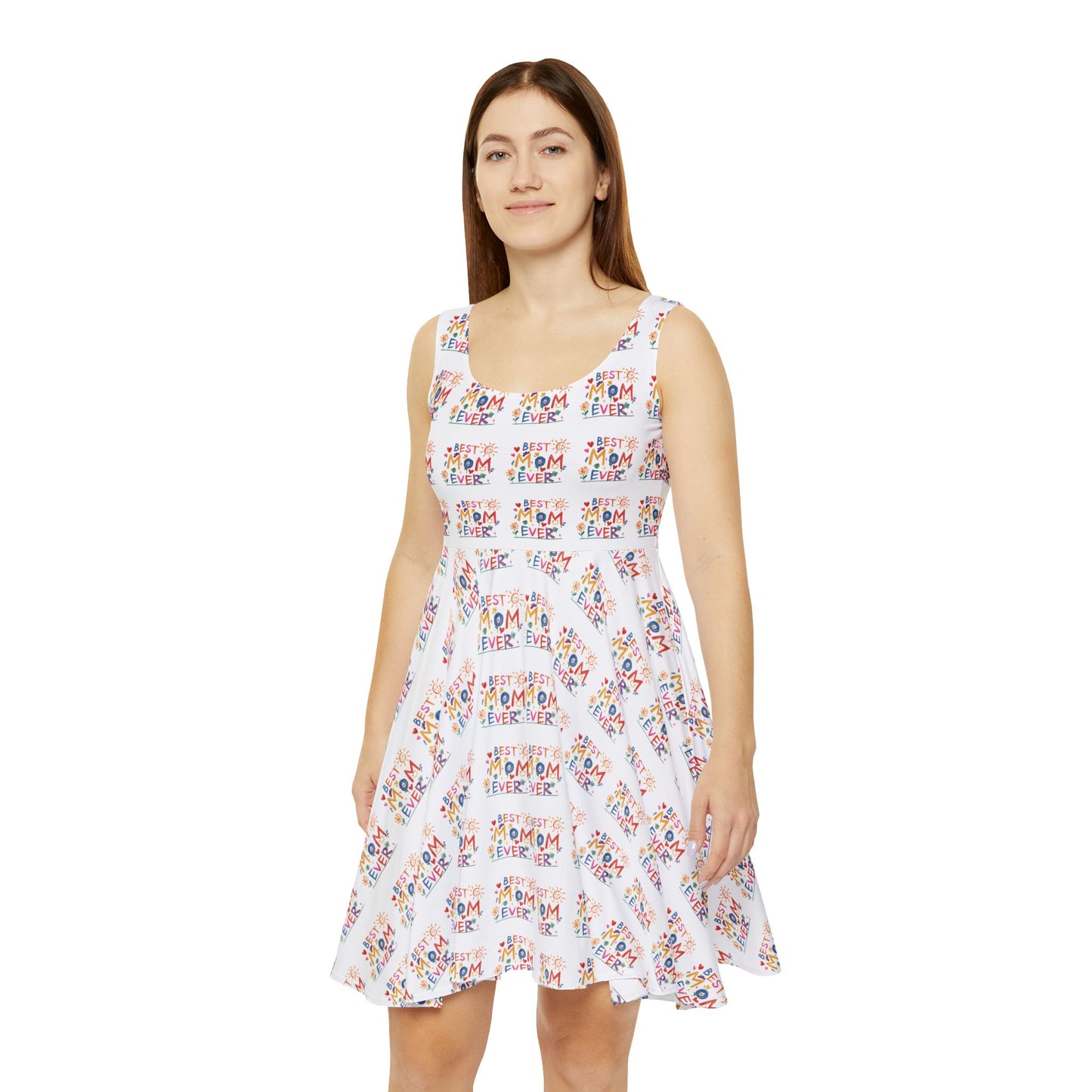 Colorful Mom Skater Dress, Fun Summer Dress, Casual Outfit for Women, Gift for Moms, Birthday Dress