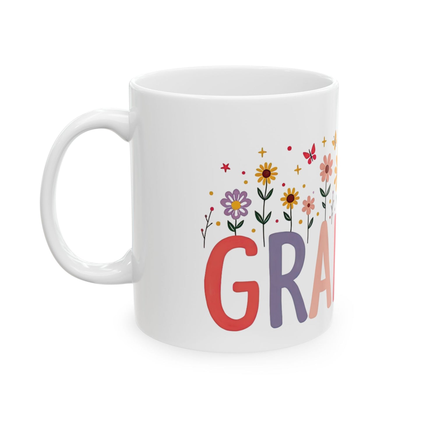 Flowered Grandma Ceramic Mug - Perfect Gift for Mother's Day or Birthdays