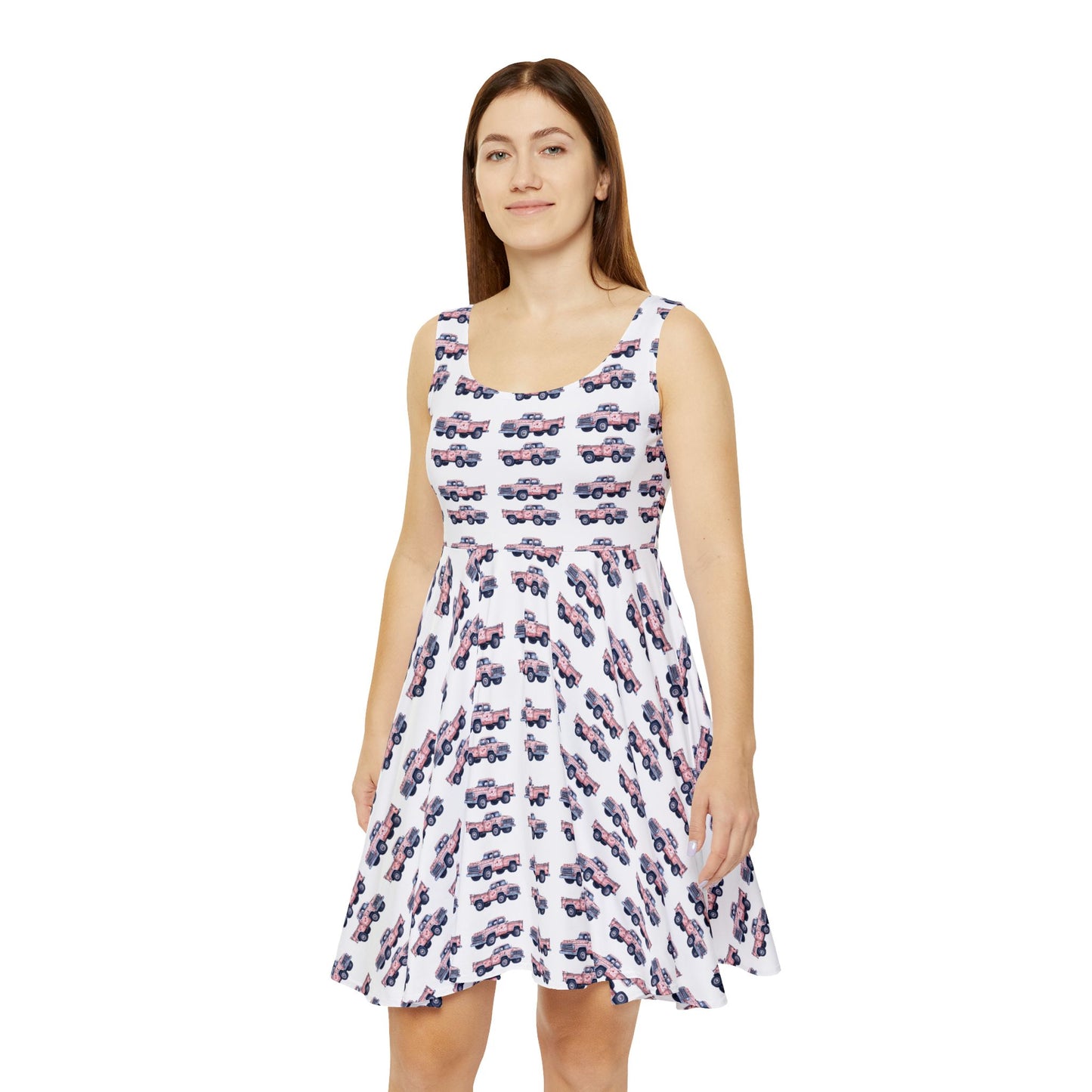 Vintage Car Print Women's Skater Dress - Fun & Playful Summer Outfit
