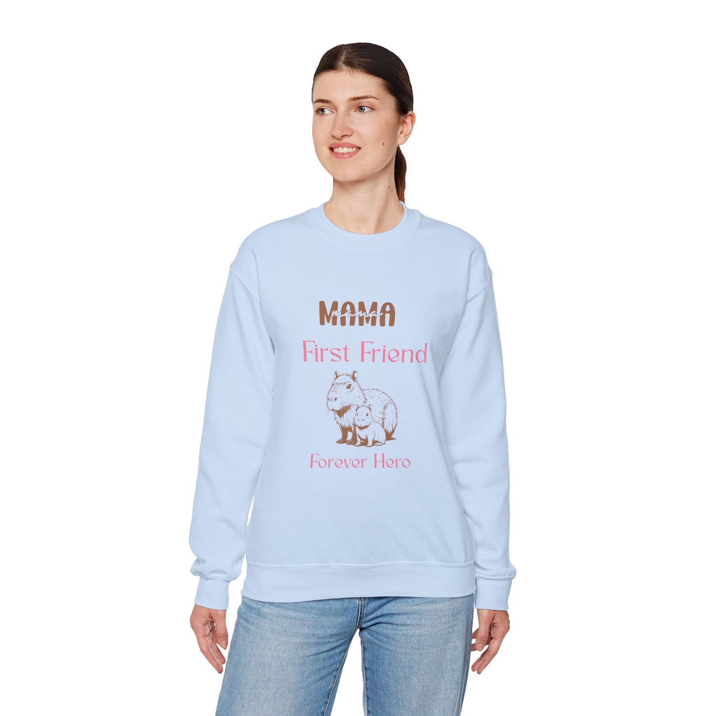 Mama's First Friend Sweatshirt – Cozy Gift for Moms, Baby Shower, Mother's Day, Family Celebration, Cute Gift Idea