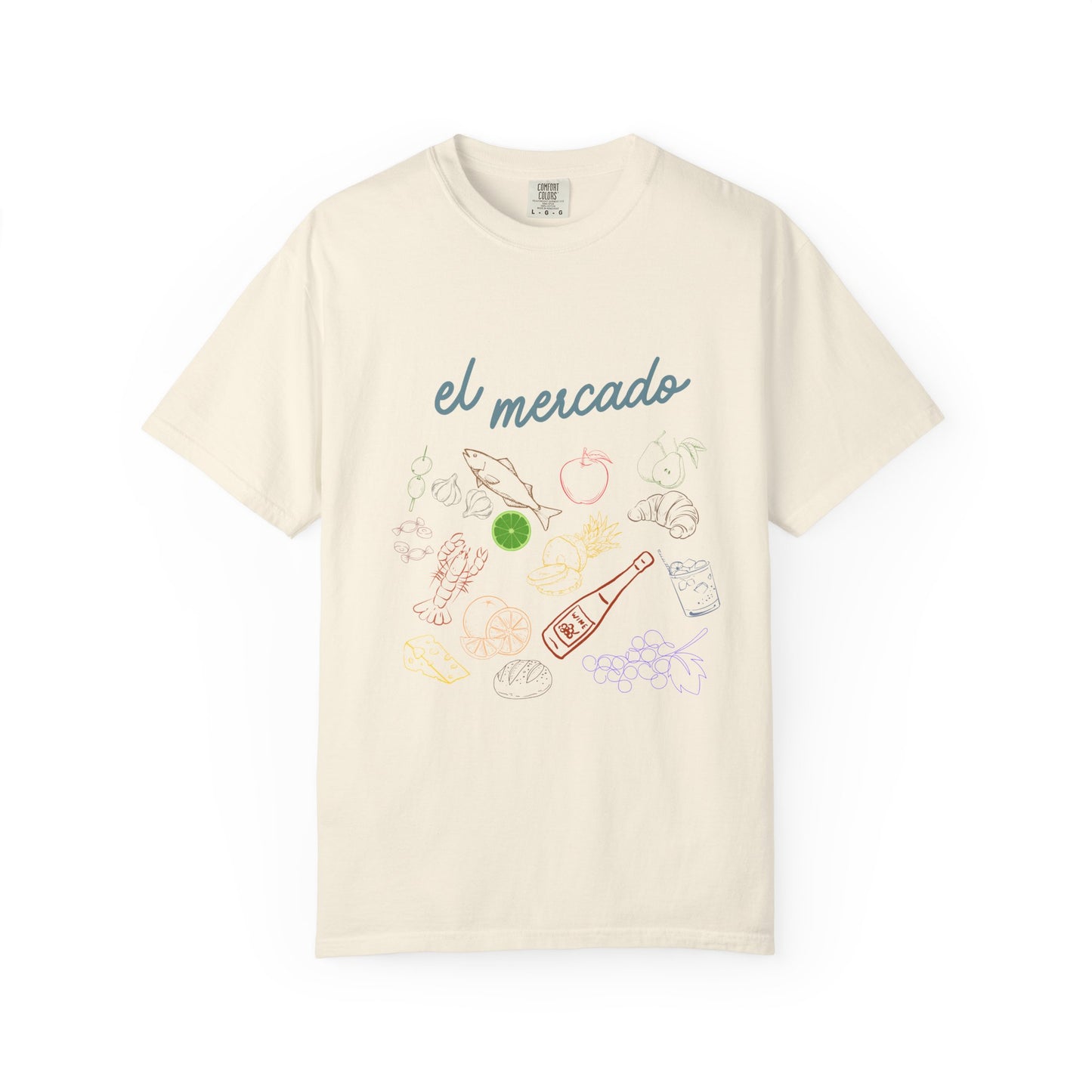 Whimsical Foodie T-Shirt - 'El Mercado' Graphic Design