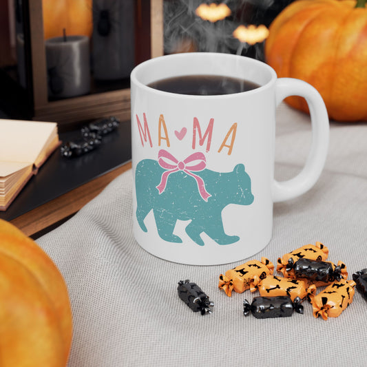Mama Bear Ceramic Mug - Cute 11oz & 15oz Coffee Cup for Moms