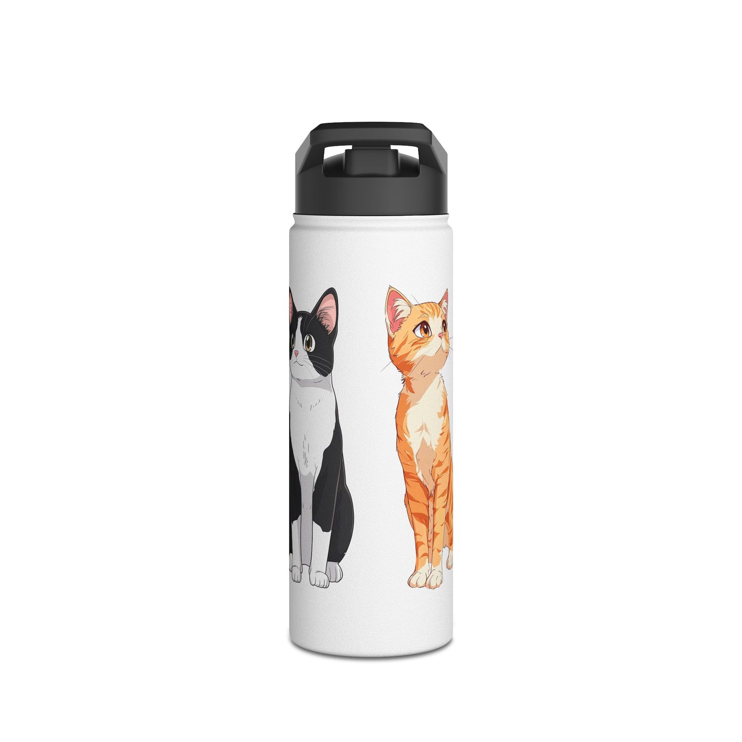 Whimsical Cat-Themed Stainless Steel Water Bottle, Pet Lover Gift, Travel Hydration, Cute Animal Design, Everyday Use