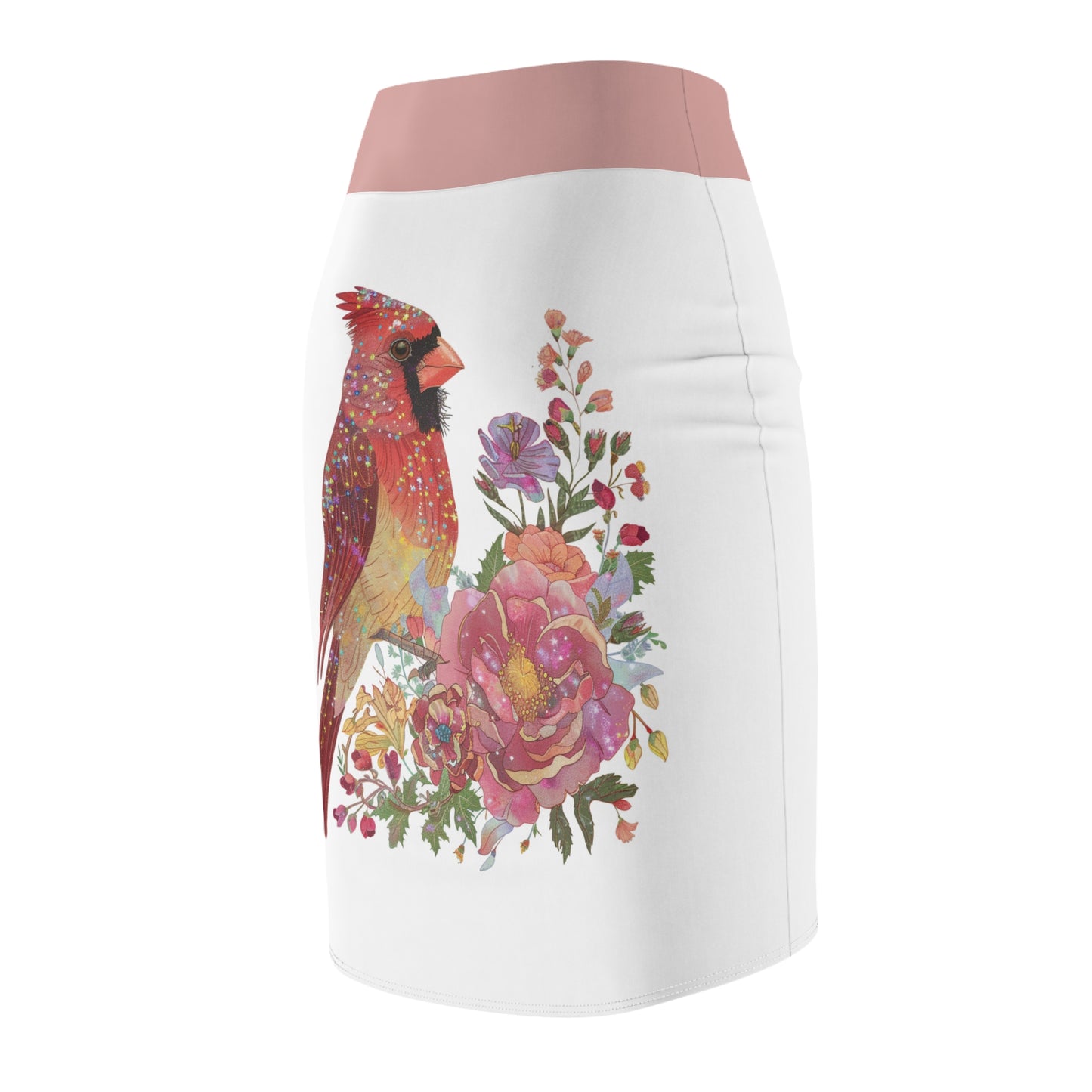 Floral Cardinal Women's Pencil Skirt - Stylish & Elegant Floral Print Skirt for Spring Occasions