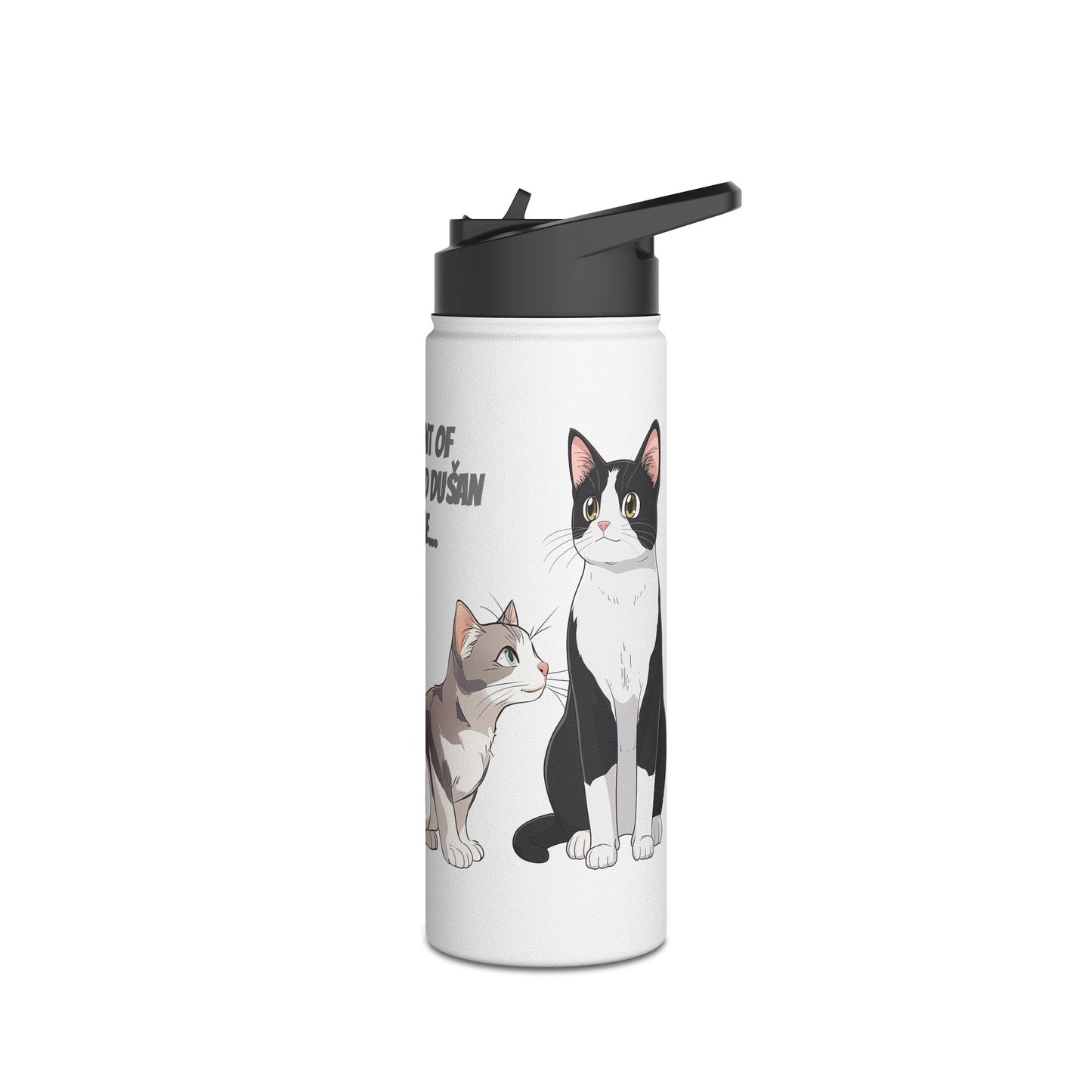 Whimsical Cat-Themed Stainless Steel Water Bottle, Pet Lover Gift, Travel Hydration, Cute Animal Design, Everyday Use
