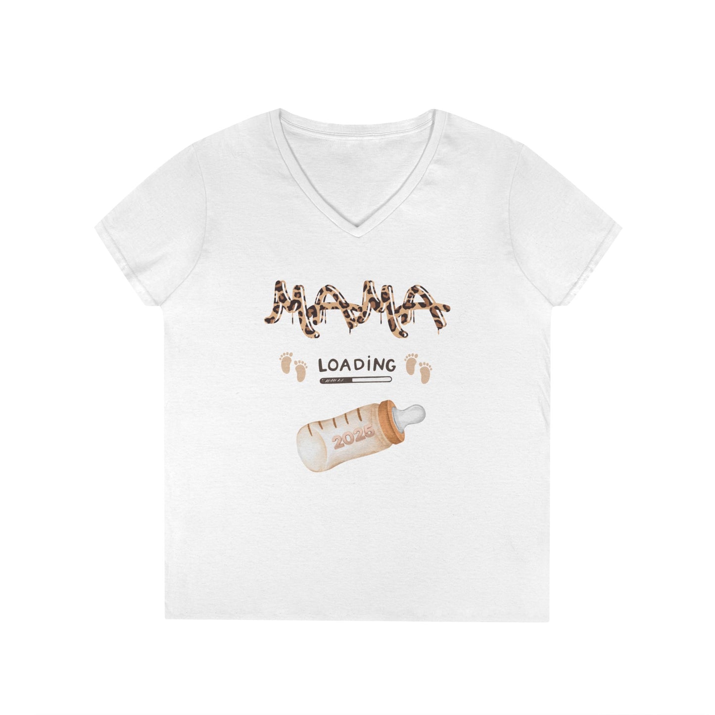 Mama Loading V-Neck T-Shirt – Fun Gift Tee with Soft Cotton Comfort