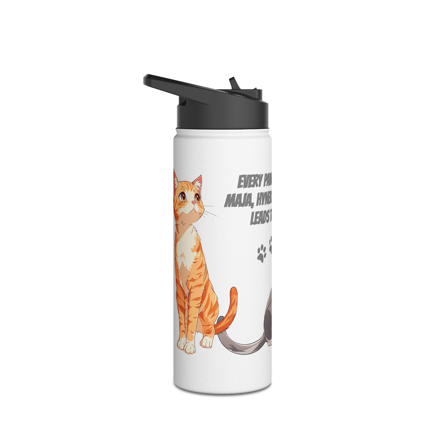 Whimsical Cat-Themed Stainless Steel Water Bottle, Pet Lover Gift, Travel Hydration, Cute Animal Design, Everyday Use