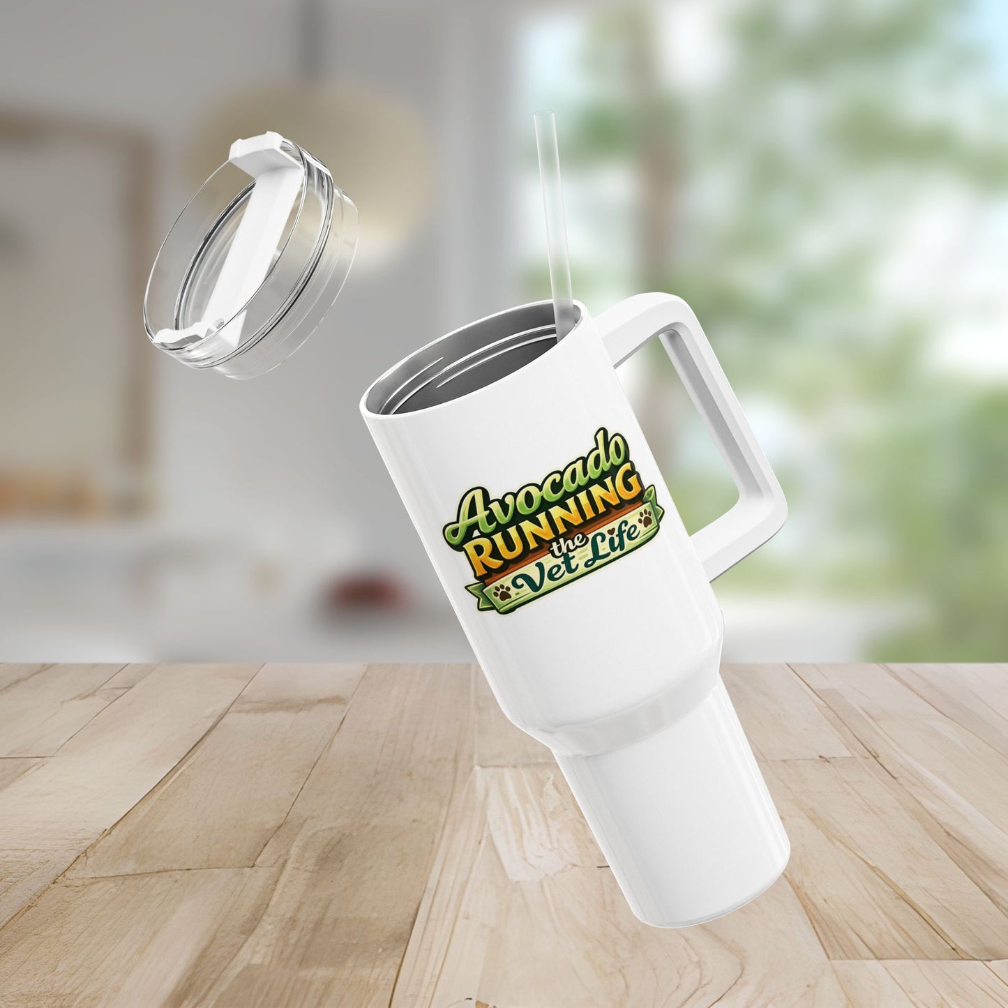 40oz Avocado Runner Tumbler – Cute Fitness Avocado Travel Mug for Vet, Animal Lovers, and Coffee Lovers