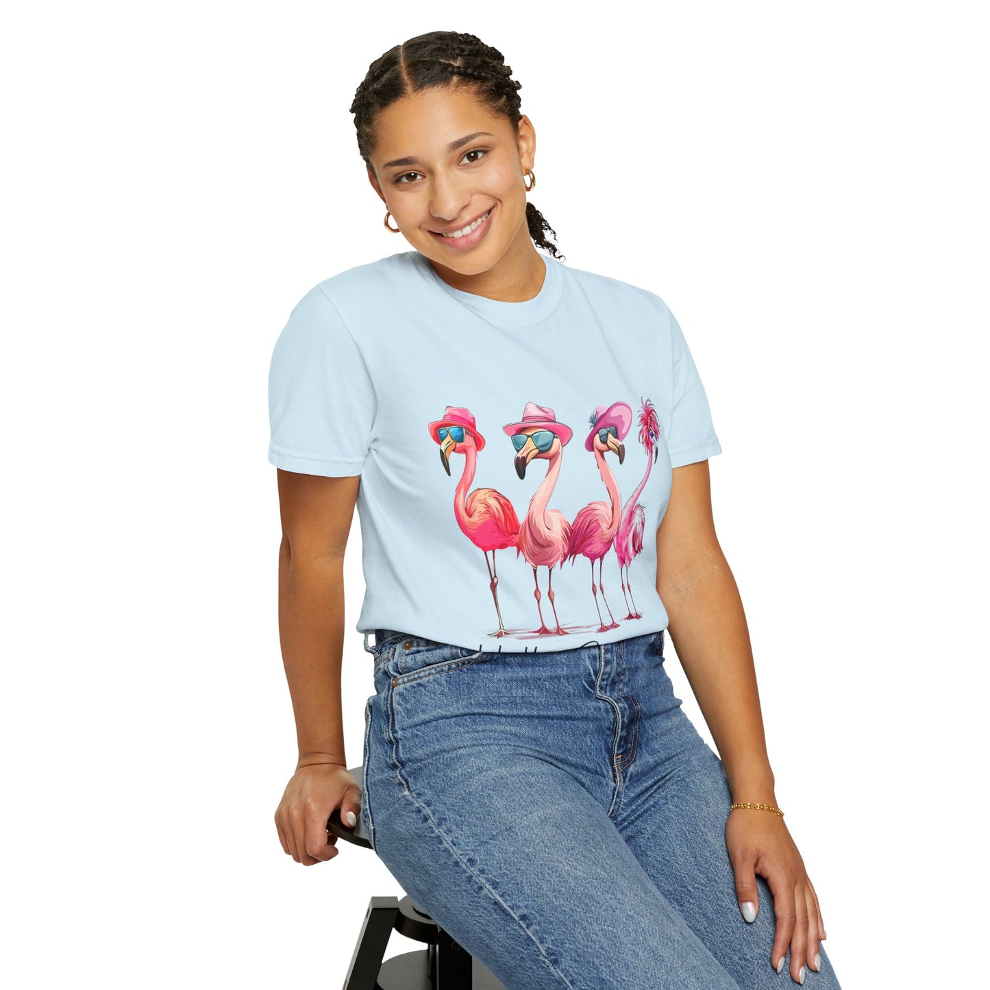 Hello Summer Flamingo T-Shirt - Garment-Dyed Tee for Beach Lovers