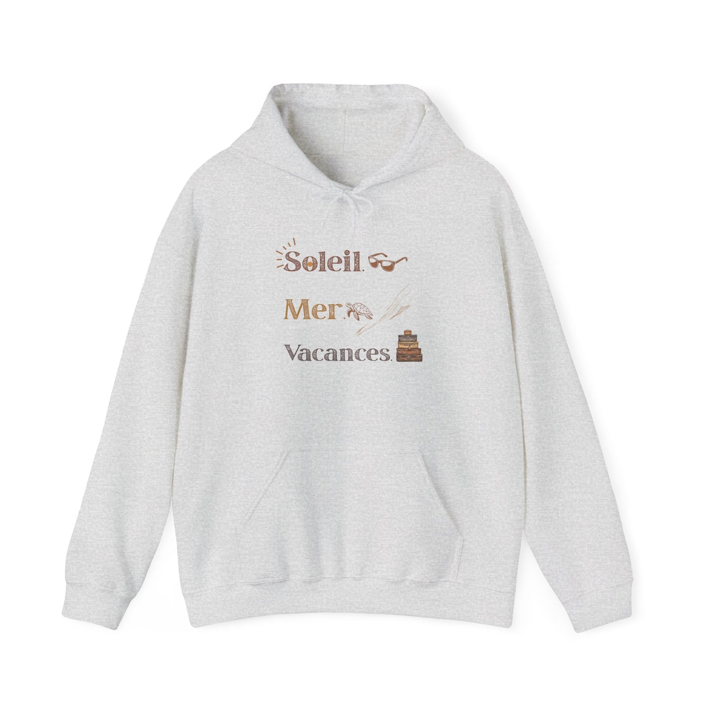 Soleil Mer Vacances Hoodie - Relaxing Beach Vibes Sweatshirt for Summer Getaways