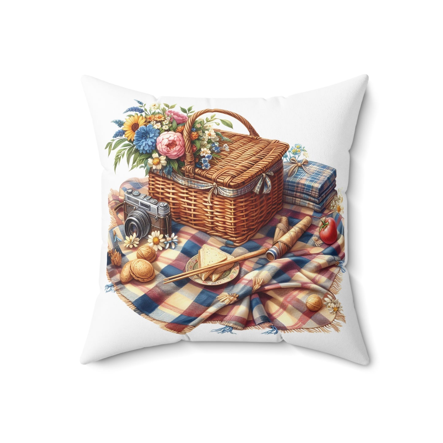 Picnic Vibes Decorative Pillow, Cozy Home Decor, Farmhouse Cushion, Outdoor Picnic Style, Gift for Nature Lovers, Summer Decor