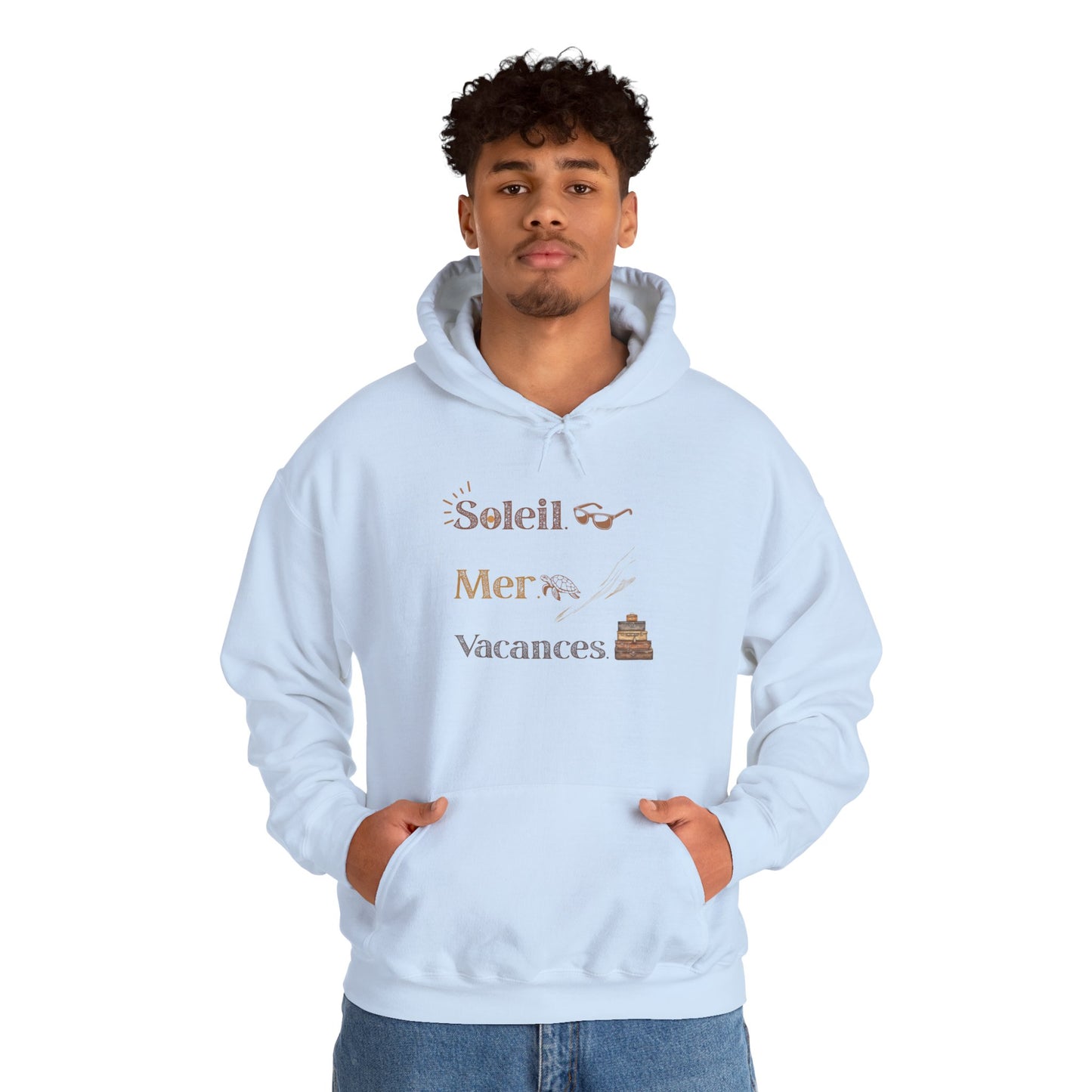 Soleil Mer Vacances Hoodie - Relaxing Beach Vibes Sweatshirt for Summer Getaways