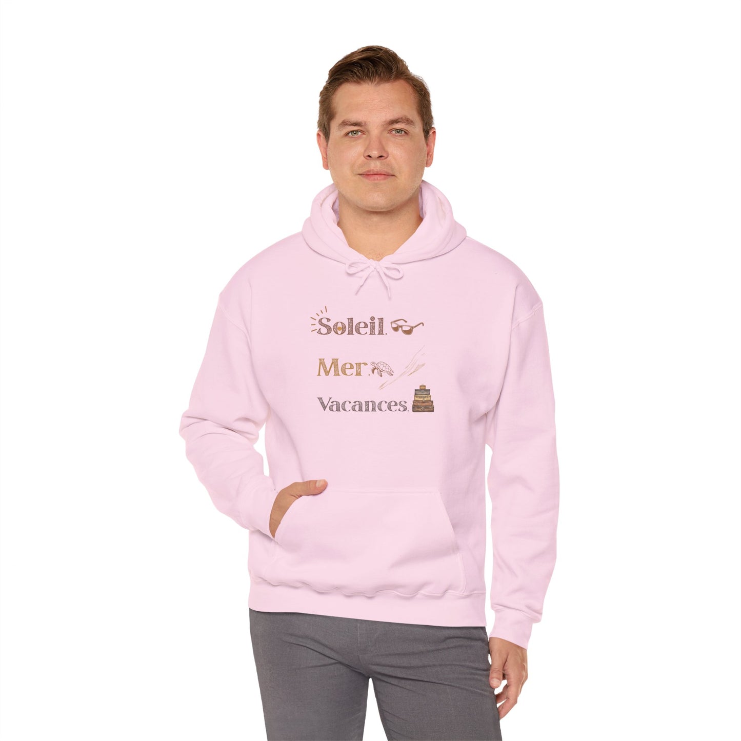 Soleil Mer Vacances Hoodie - Relaxing Beach Vibes Sweatshirt for Summer Getaways